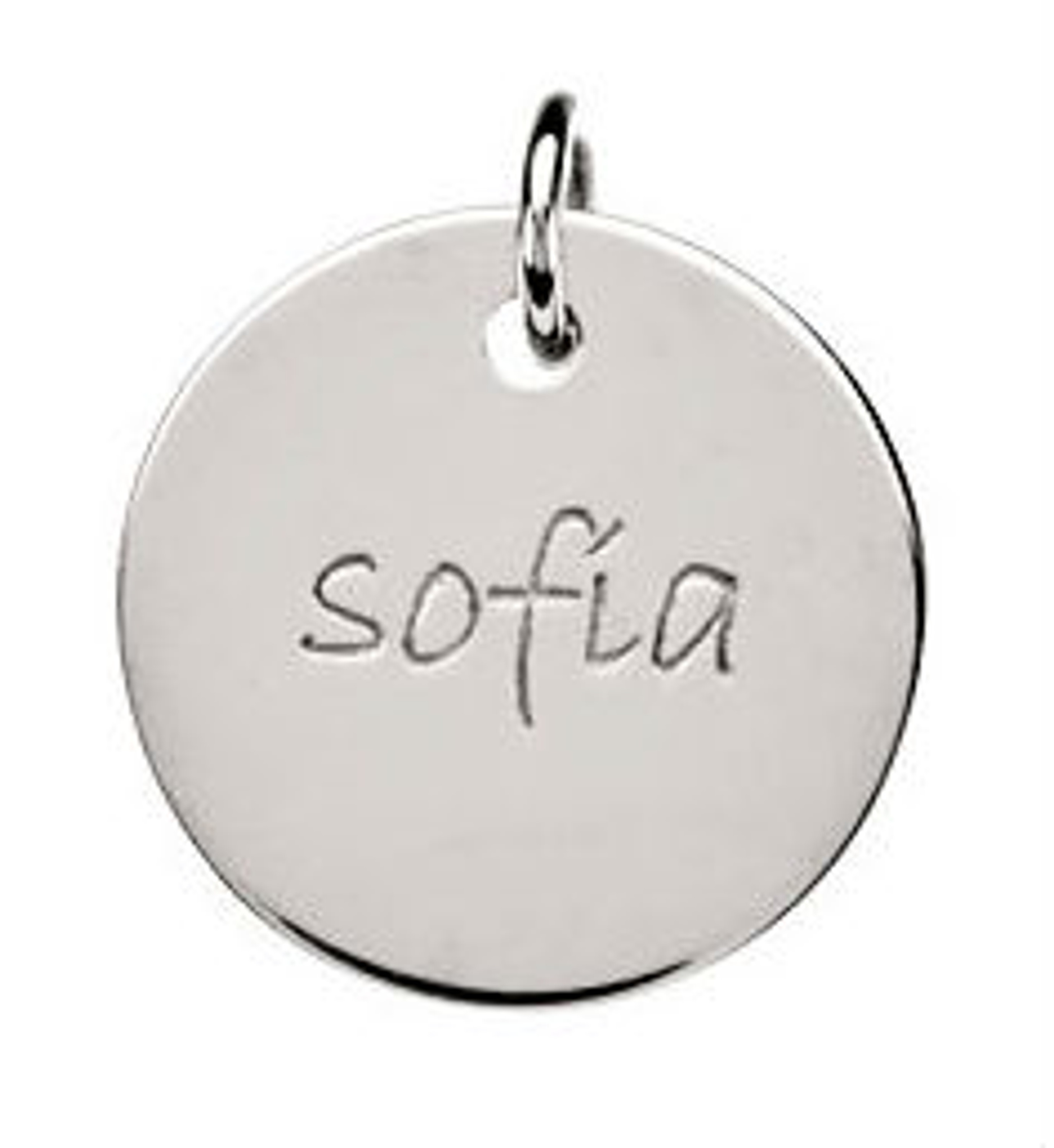 14K White Gold Engravable Disc Pendant 15.88mm | Sarraf.com