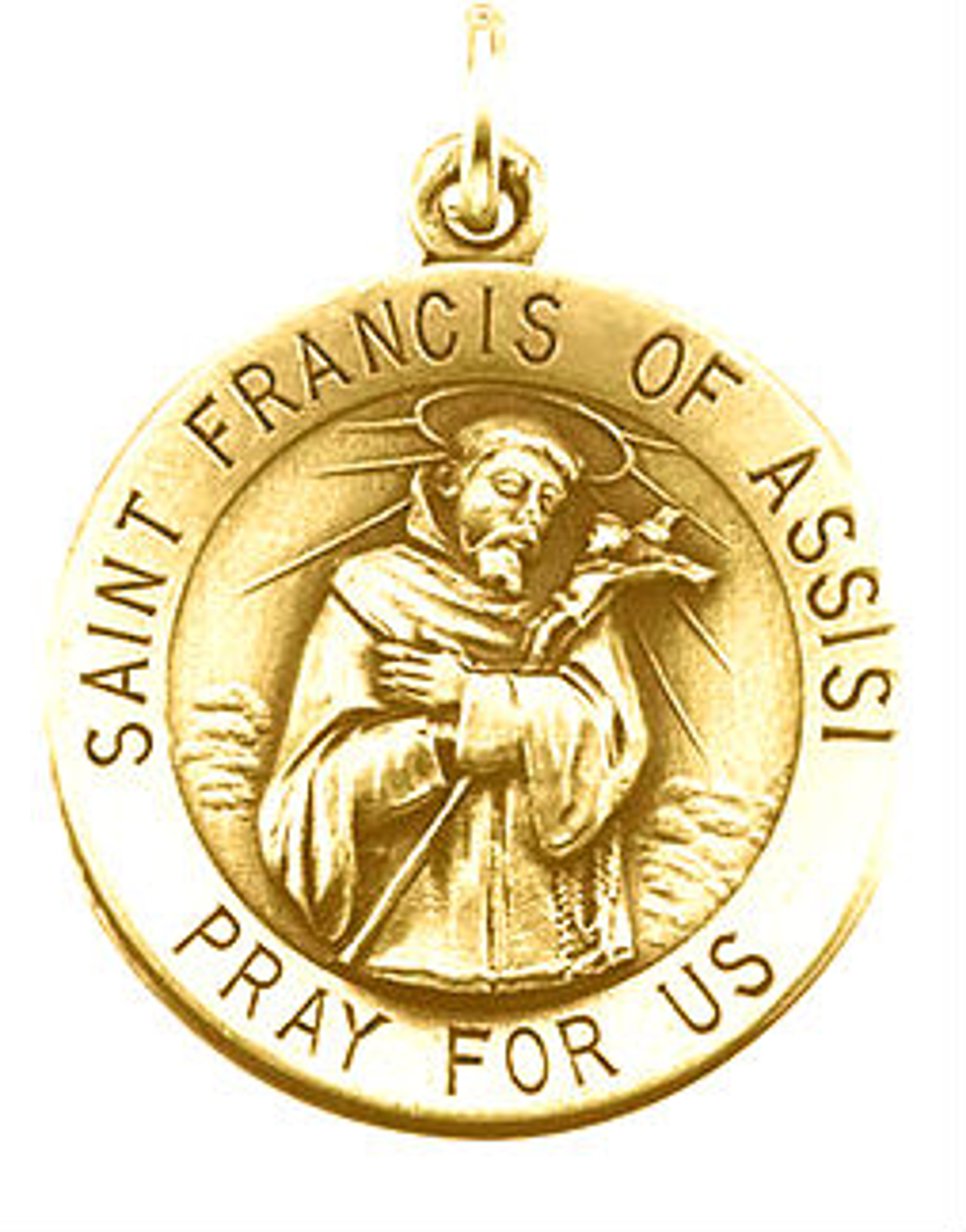 14k Gold 12.0mm Round Saint Francis of Assisi Medal 14k Gold 12.0mm Round Saint Francis of Assisi Medal
