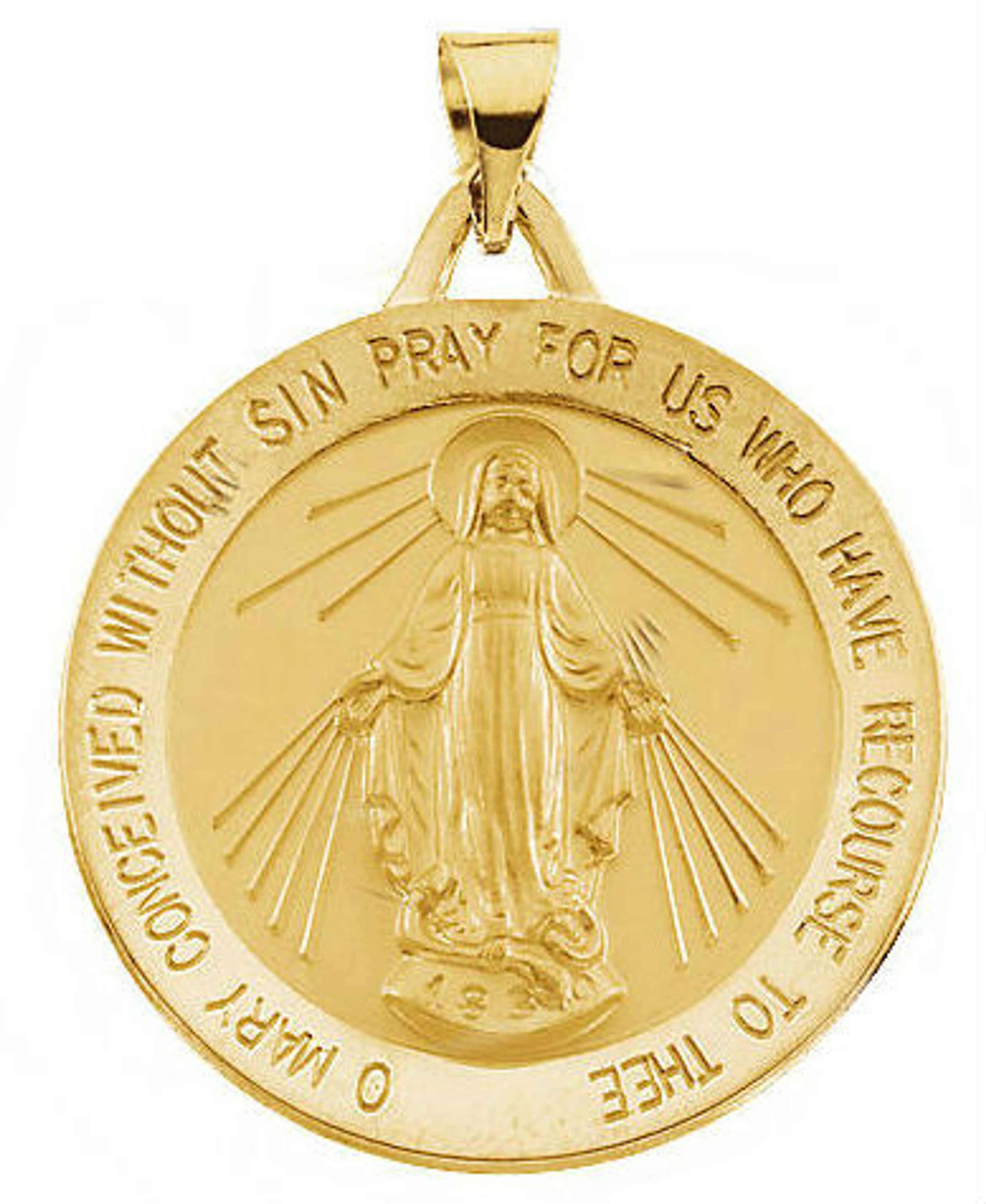 18kt Yellow 14.0 mm Round Baptism Medal | Sarraf.com