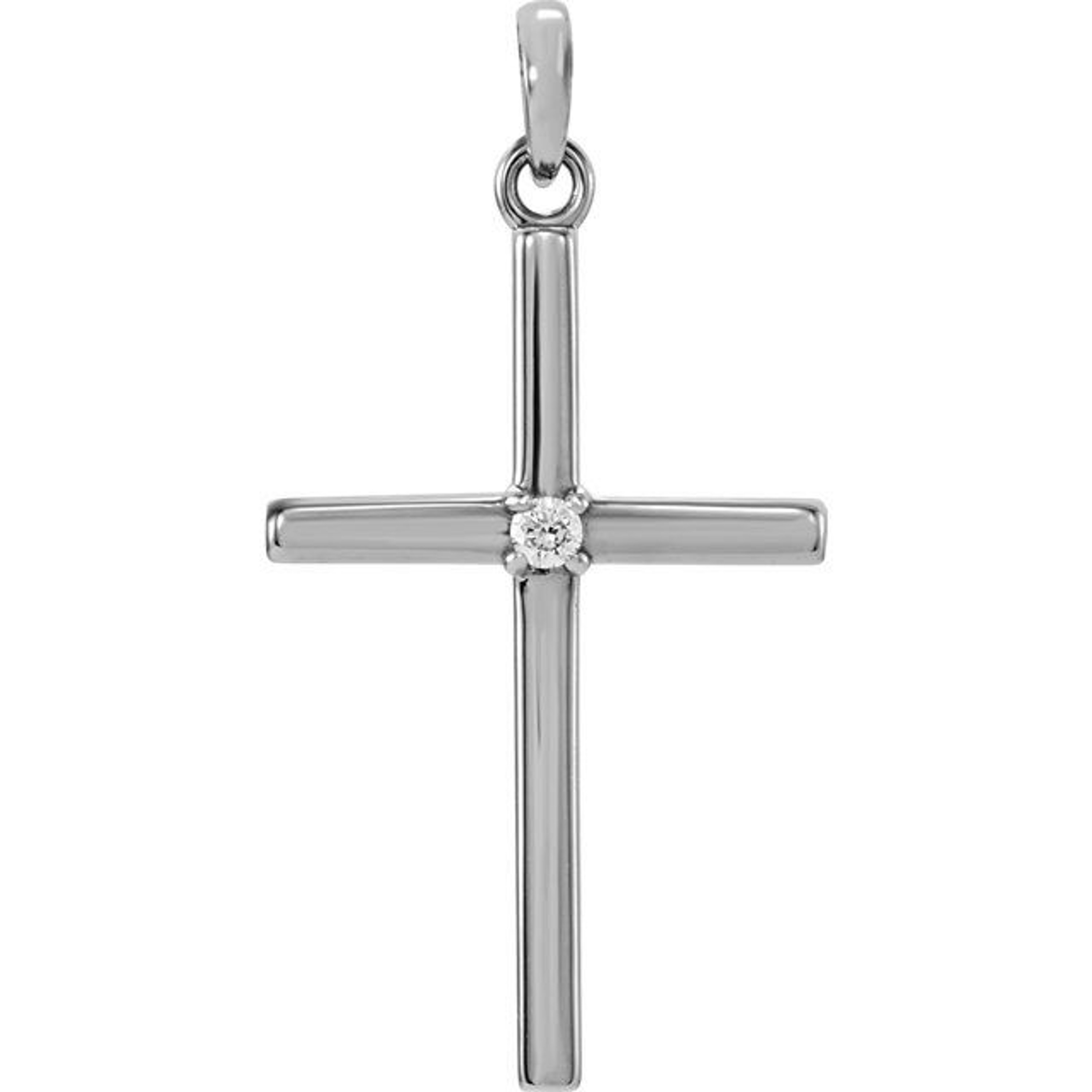 14k White Gold Diamond Cross Pendant .02 11.4mm x 22.6mm 14k White Gold Diamond Cross Pendant .02 11.4mm x 22.6mm