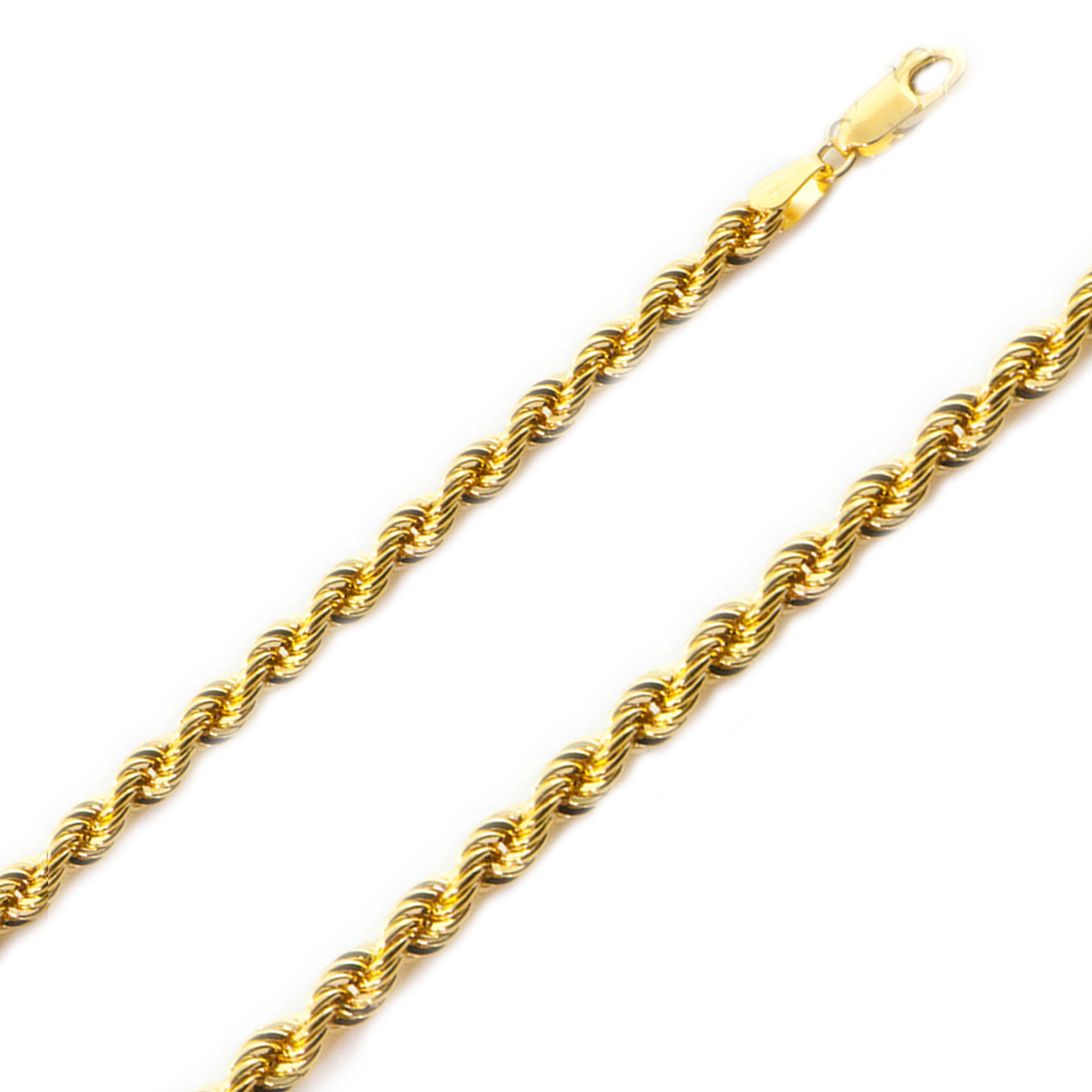 14K Yellow Gold 5mm Hollow Rope Chain 20 Inches 14K Yellow Gold 5mm Hollow Rope Chain 20 Inches