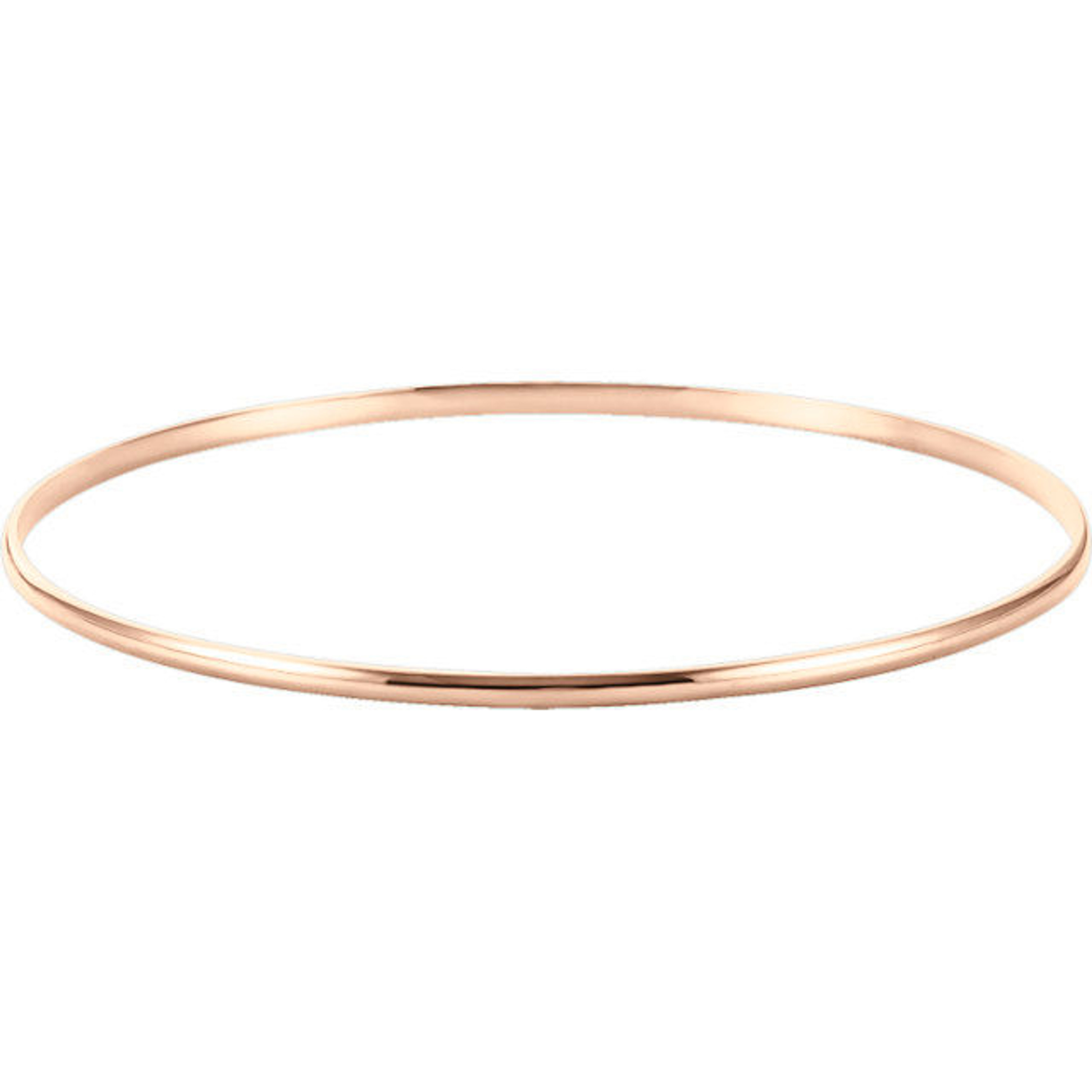 14k Rose Gold 2mm Wide High Polished Slip-on Solid Bangle 7 Inches 14k Rose Gold 2mm Wide High Polished Slip-on Solid Bangle 7 Inches