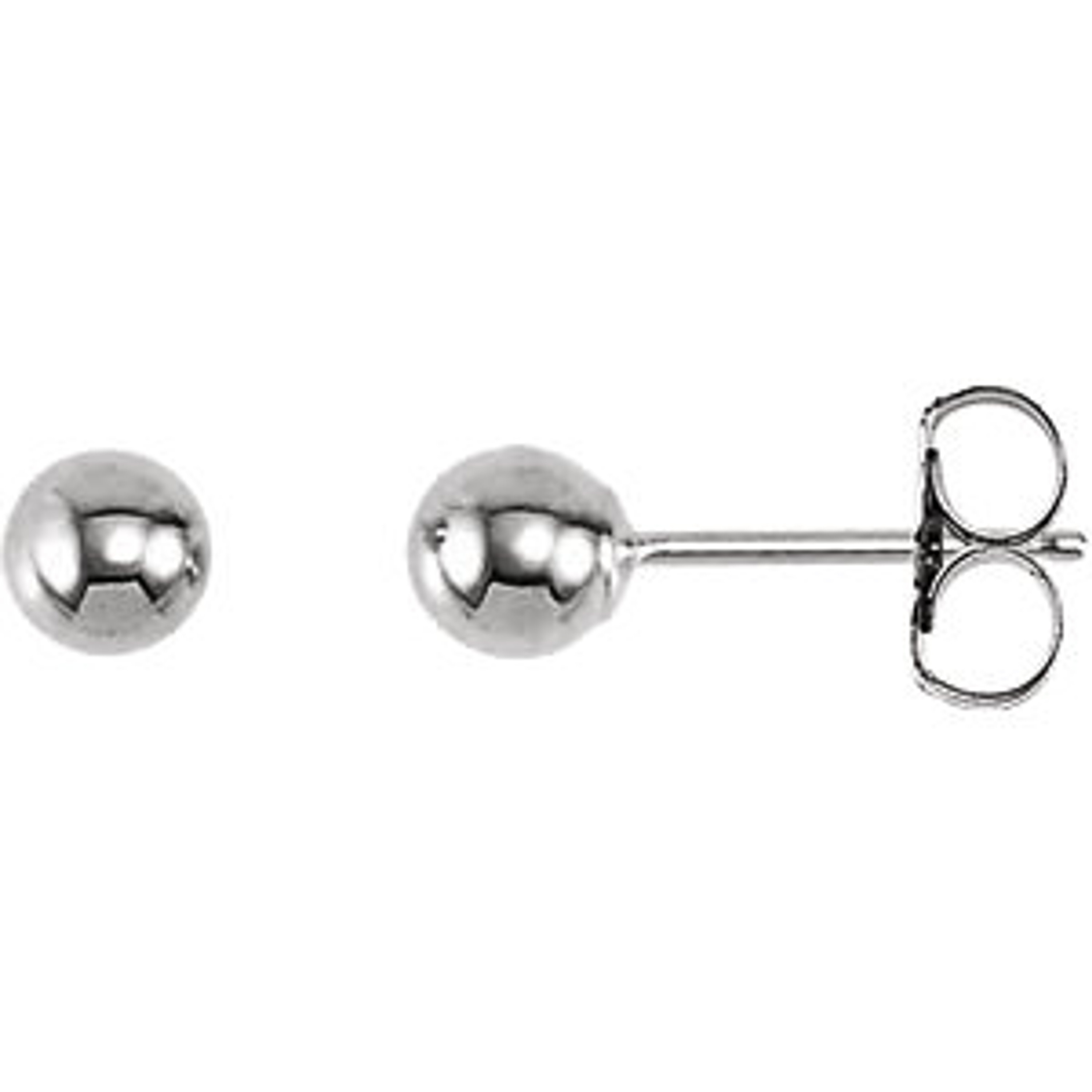 14kt White Gold  4mm Ball Earrings with Bright Finish