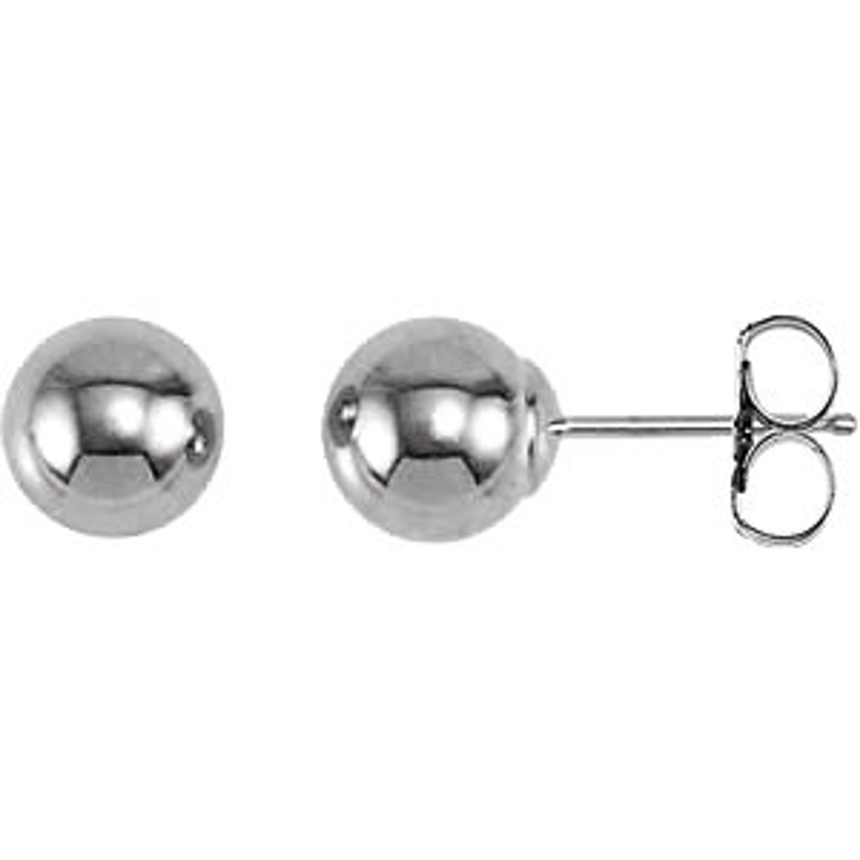 14kt White Gold 6mm Ball Earrings with Bright Finish
