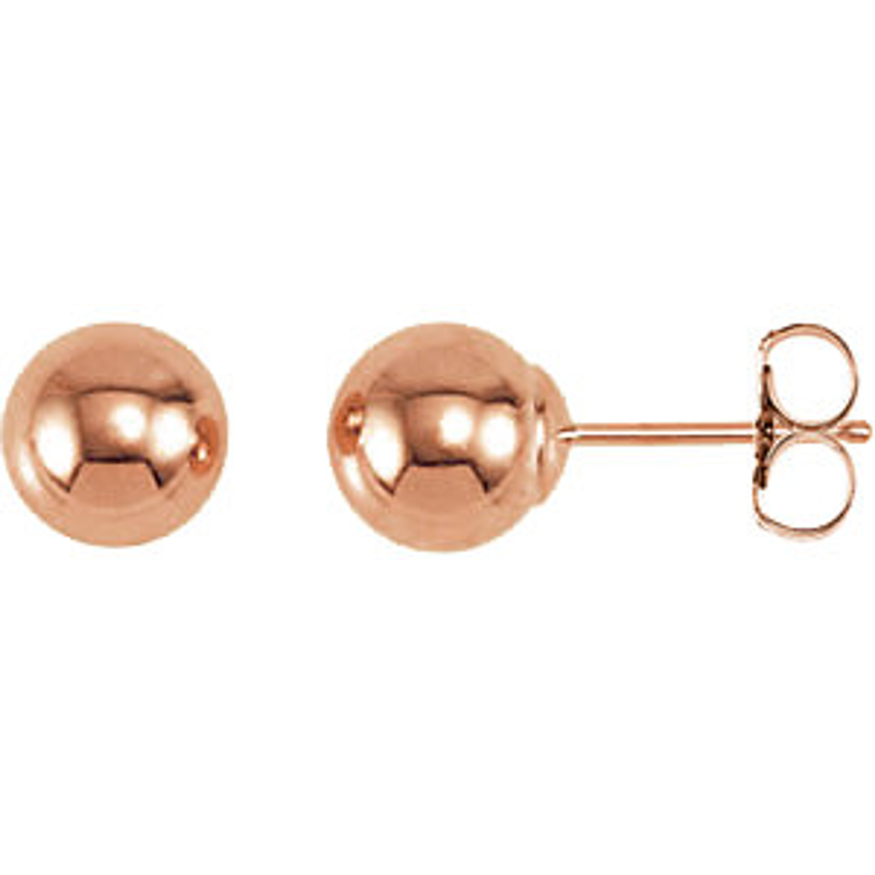 14kt Rose Gold  6mm Ball Earrings with Bright Finish