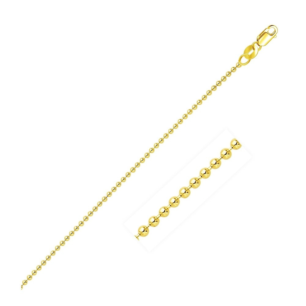 14k Gold Bead Link Chain, 1.5mm Wide 14 Inches