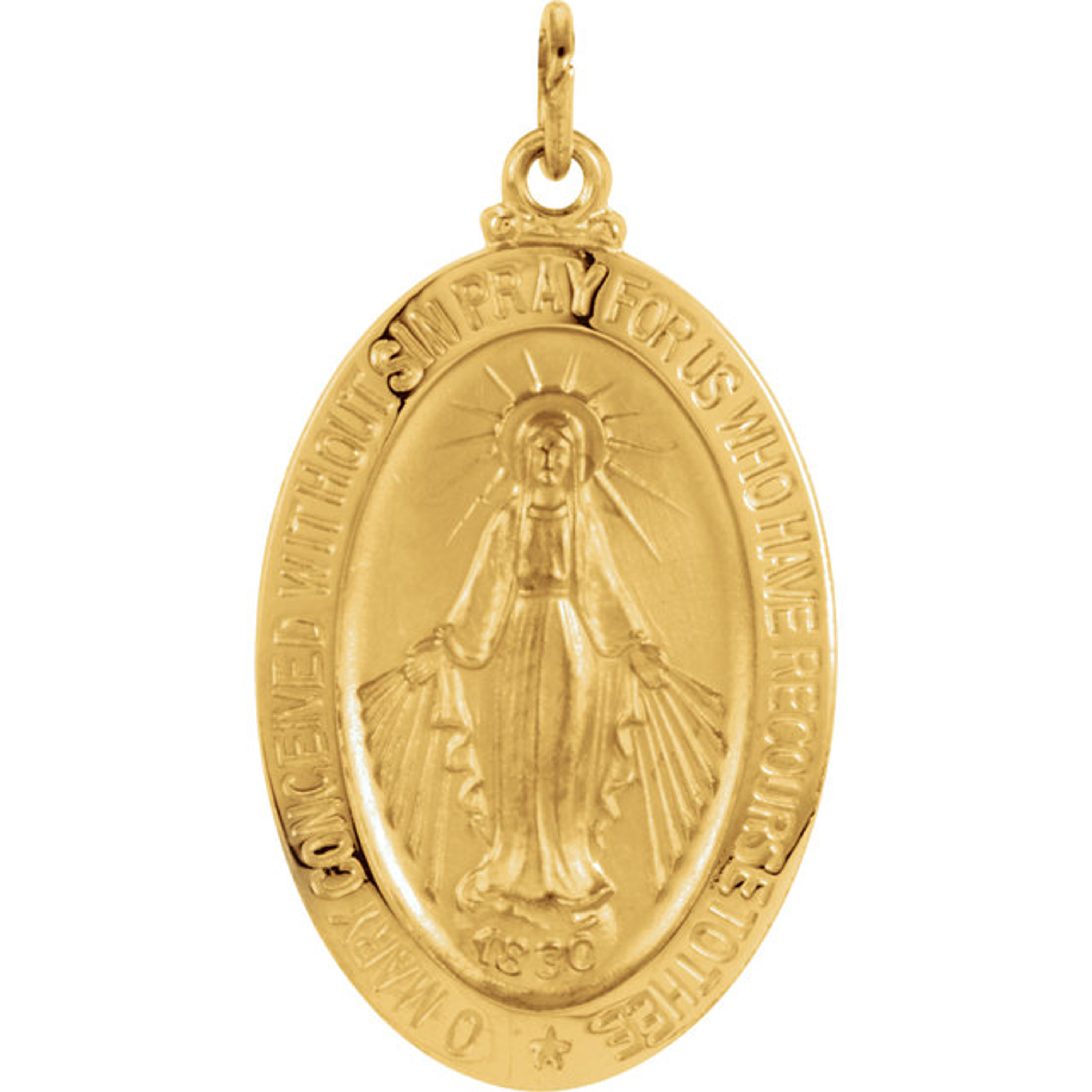 14kt Yellow Gold 23x16mm Oval Miraculous Medal 14kt Yellow Gold 23x16mm Oval Miraculous Medal