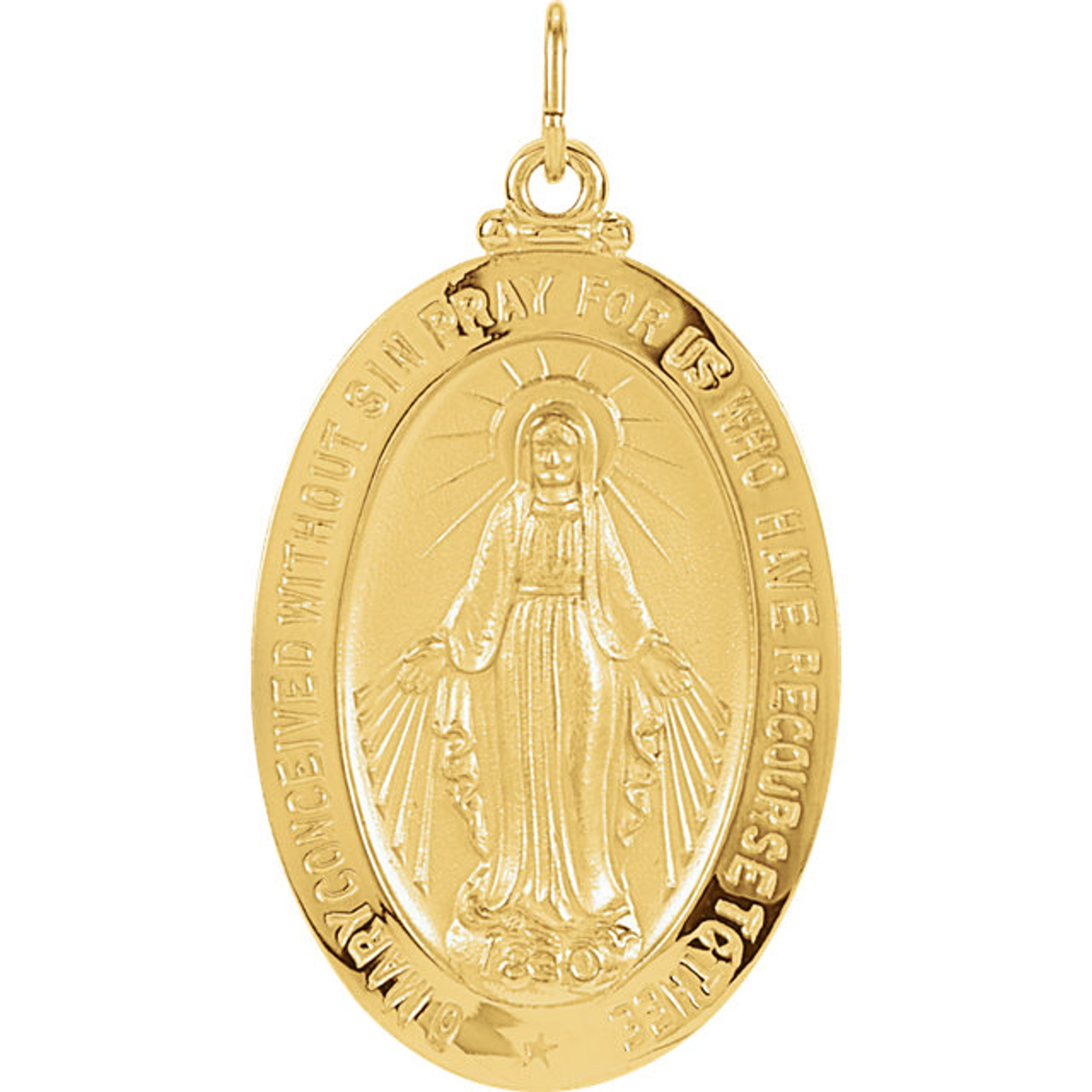 14kt Yellow Gold 29x20mm Oval Miraculous Medal 14kt Yellow Gold 29x20mm Oval Miraculous Medal