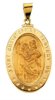 18kt Yellow 29x20mm Oval Saint Christopher Medal