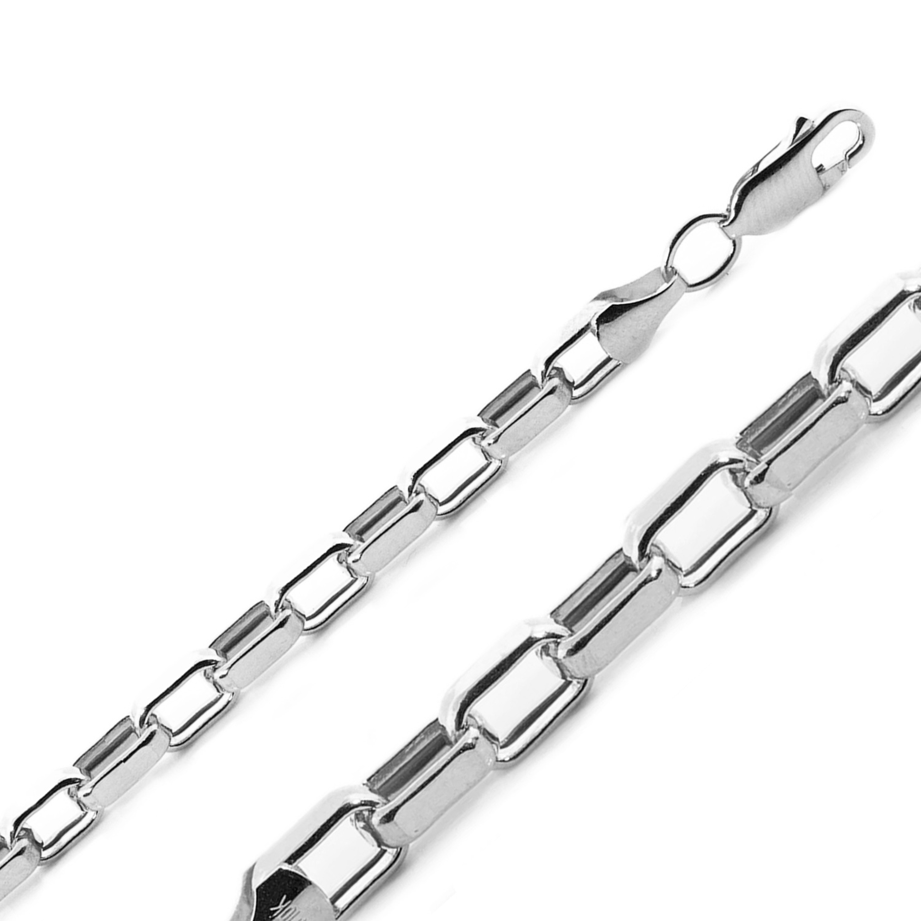 14K white Gold 4mm Open Box Chain 24 Inches 14K white Gold 4mm Open Box Chain 24 Inches