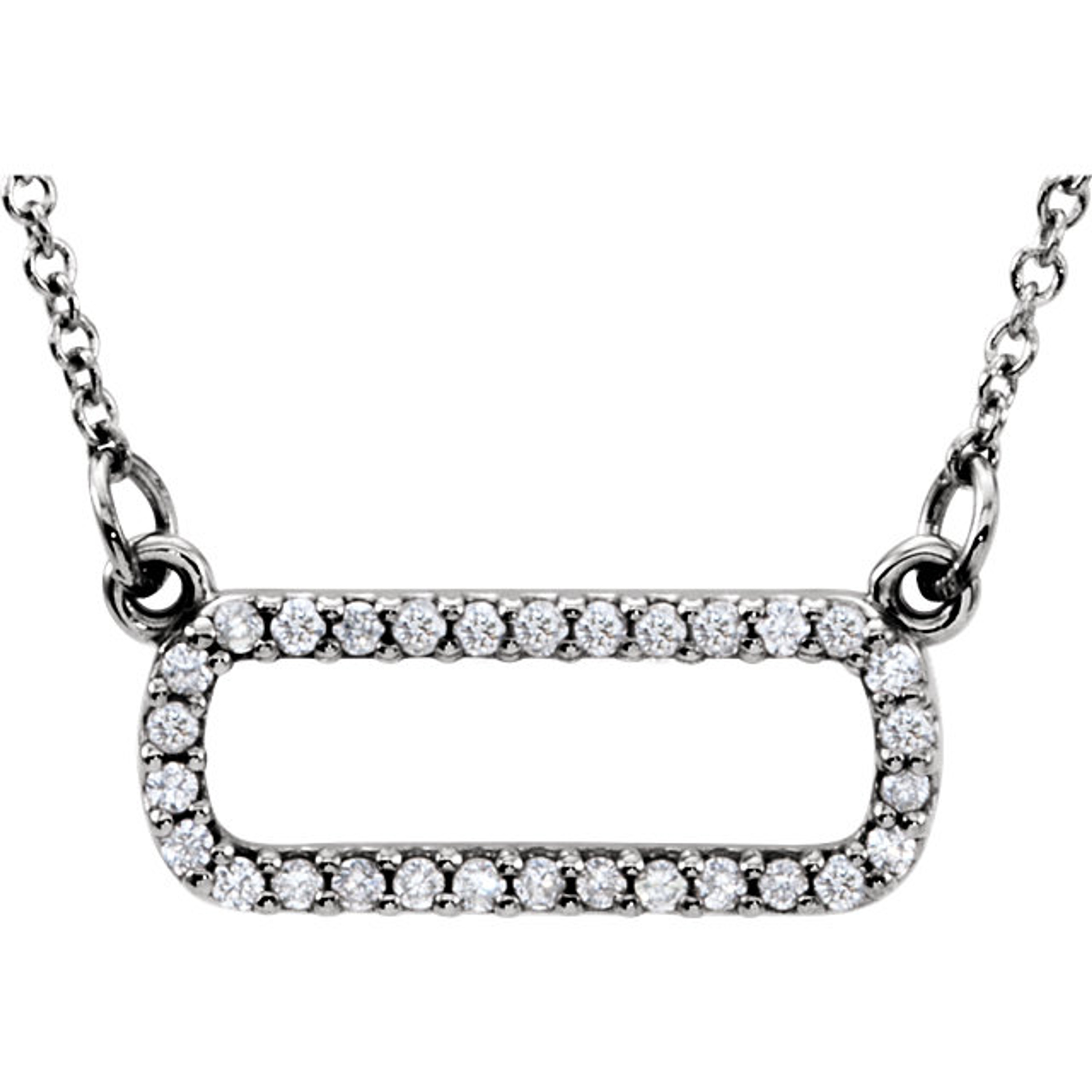 14kt White Gold 0.17 CTW Petit Diamond Soft Rectangle Necklace 17mm x 7mm 14kt White Gold 0.17 CTW Petit Diamond Soft Rectangle Necklace 17mm x 7mm