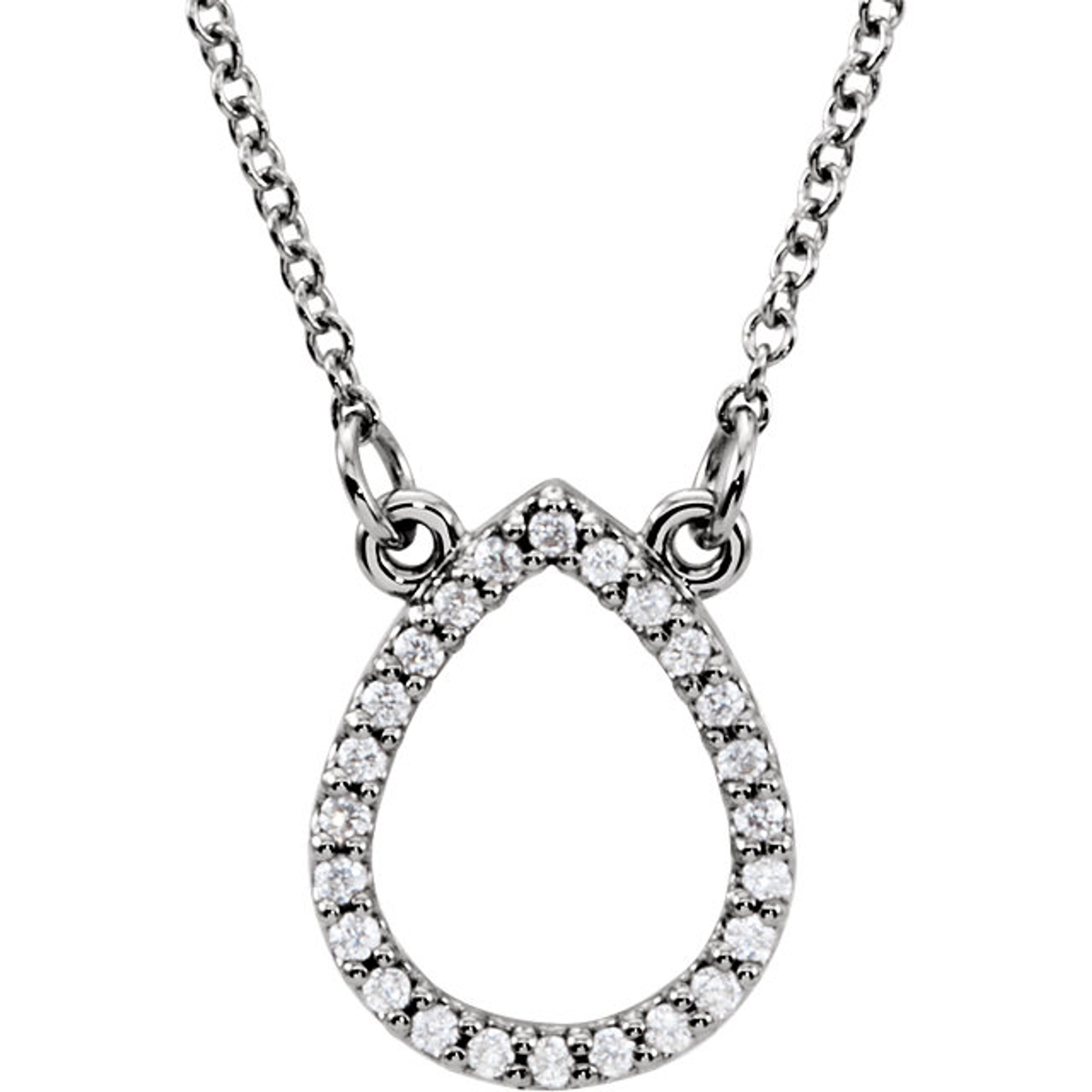 14kt White Gold 0.17 CTW Petit Diamond Teardrop Necklace 13mm x 10mm 14kt White Gold 0.17 CTW Petit Diamond Teardrop Necklace 13mm x 10mm