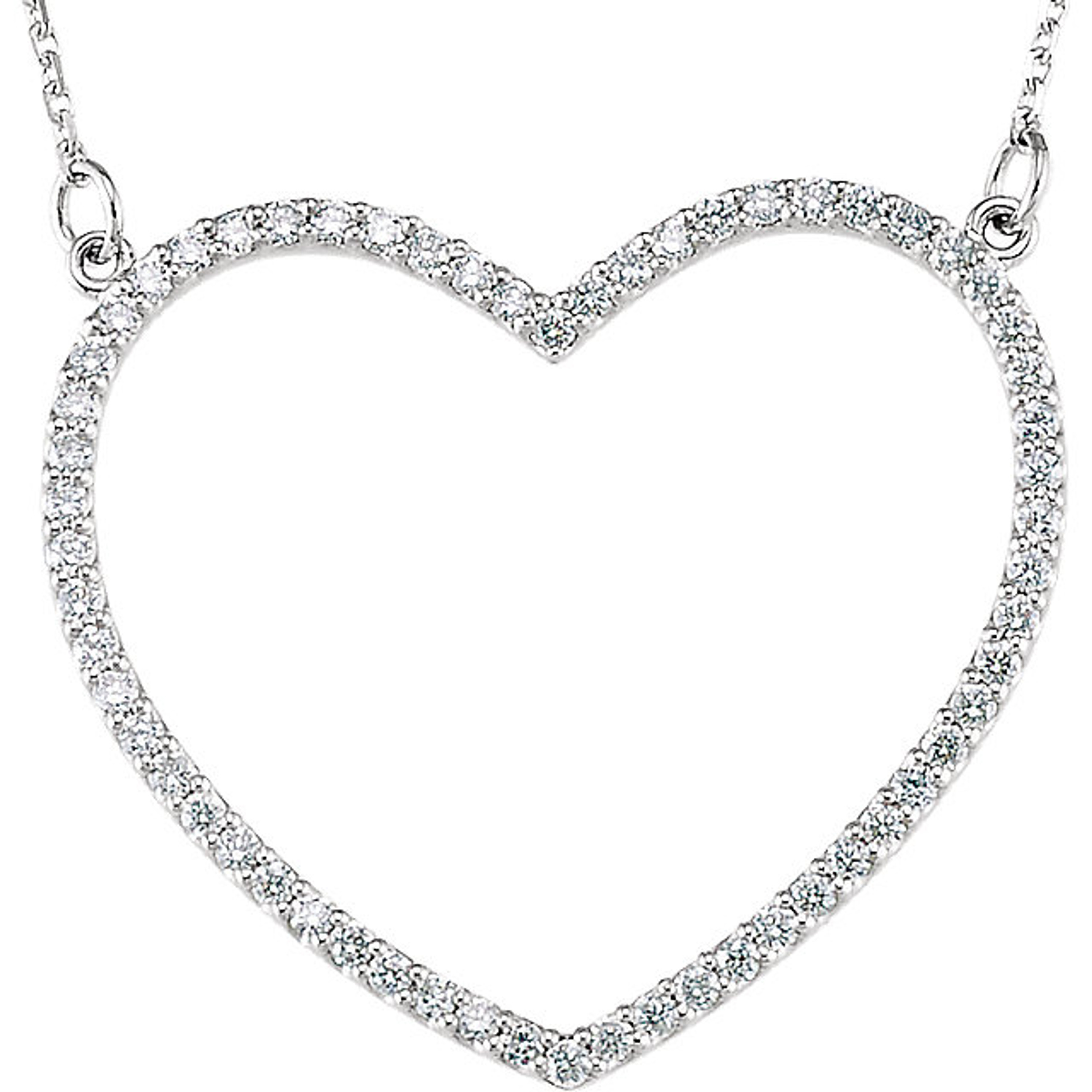 14kt White Gold 0.50 CTW Diamond Heart Necklace 25mm x 28mm 14kt White Gold 0.50 CTW Diamond Heart Necklace 25mm x 28mm