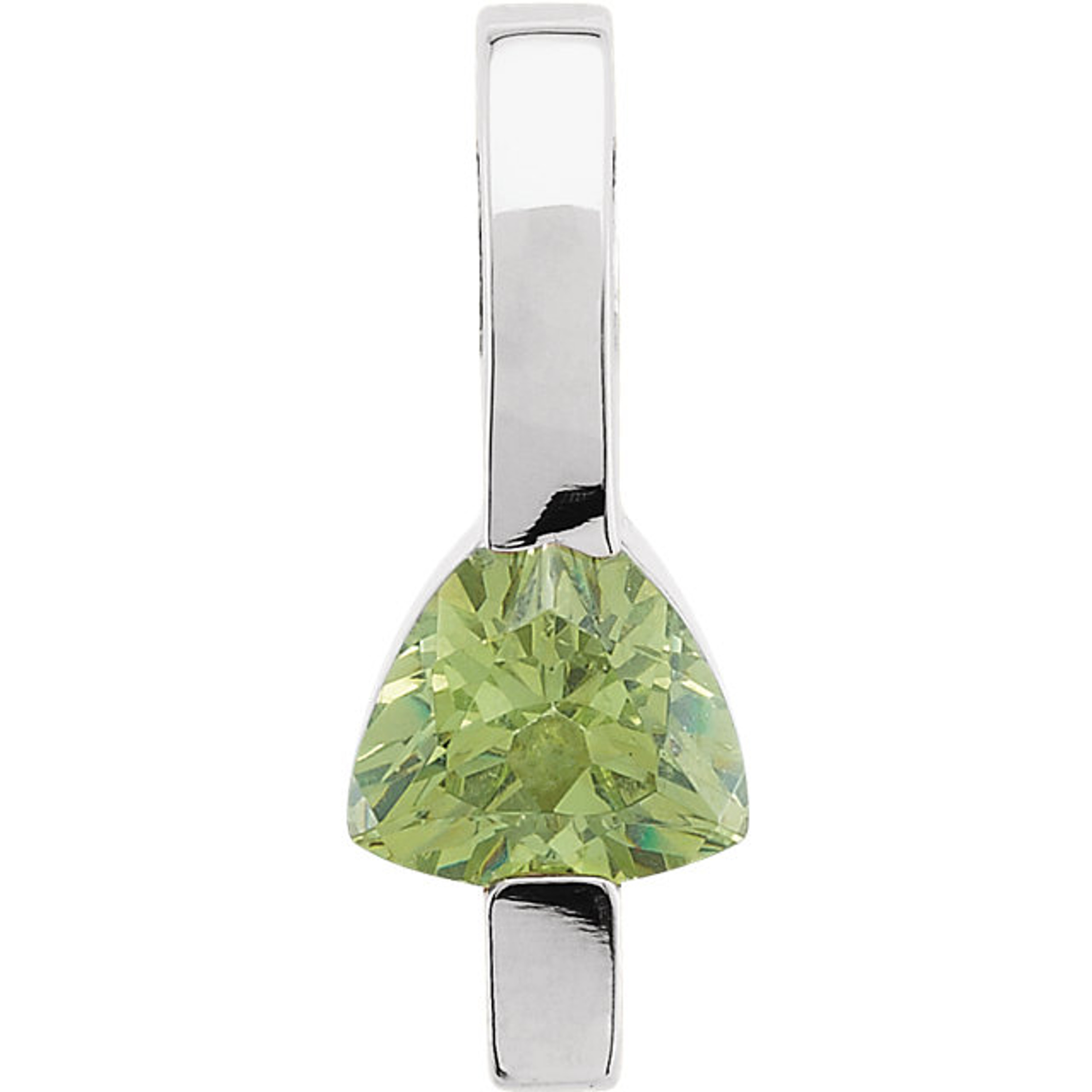 14k White Gold Triangle/Trillion Peridot Pendant 8x8x8mm