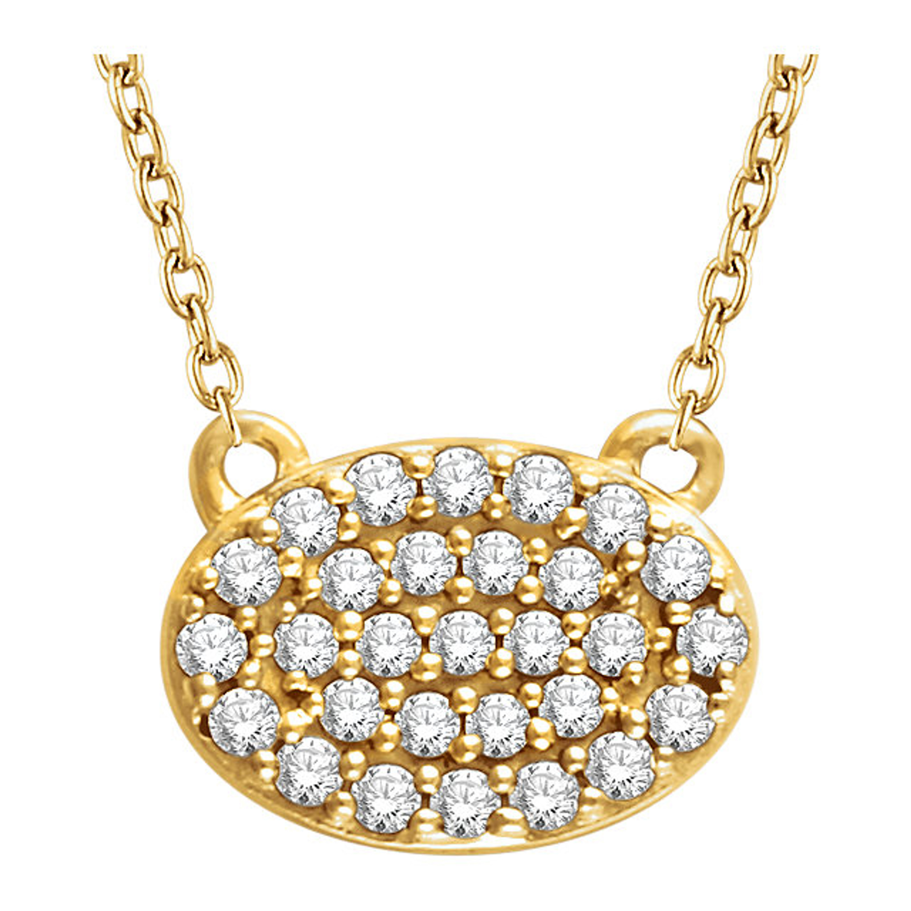 14kt Yellow Gold 1/5 CTW Diamond Oval Cluster 18 Inches Layer Necklace 14kt Yellow Gold 1/5 CTW Diamond Oval Cluster 18 Inches Layer Necklace