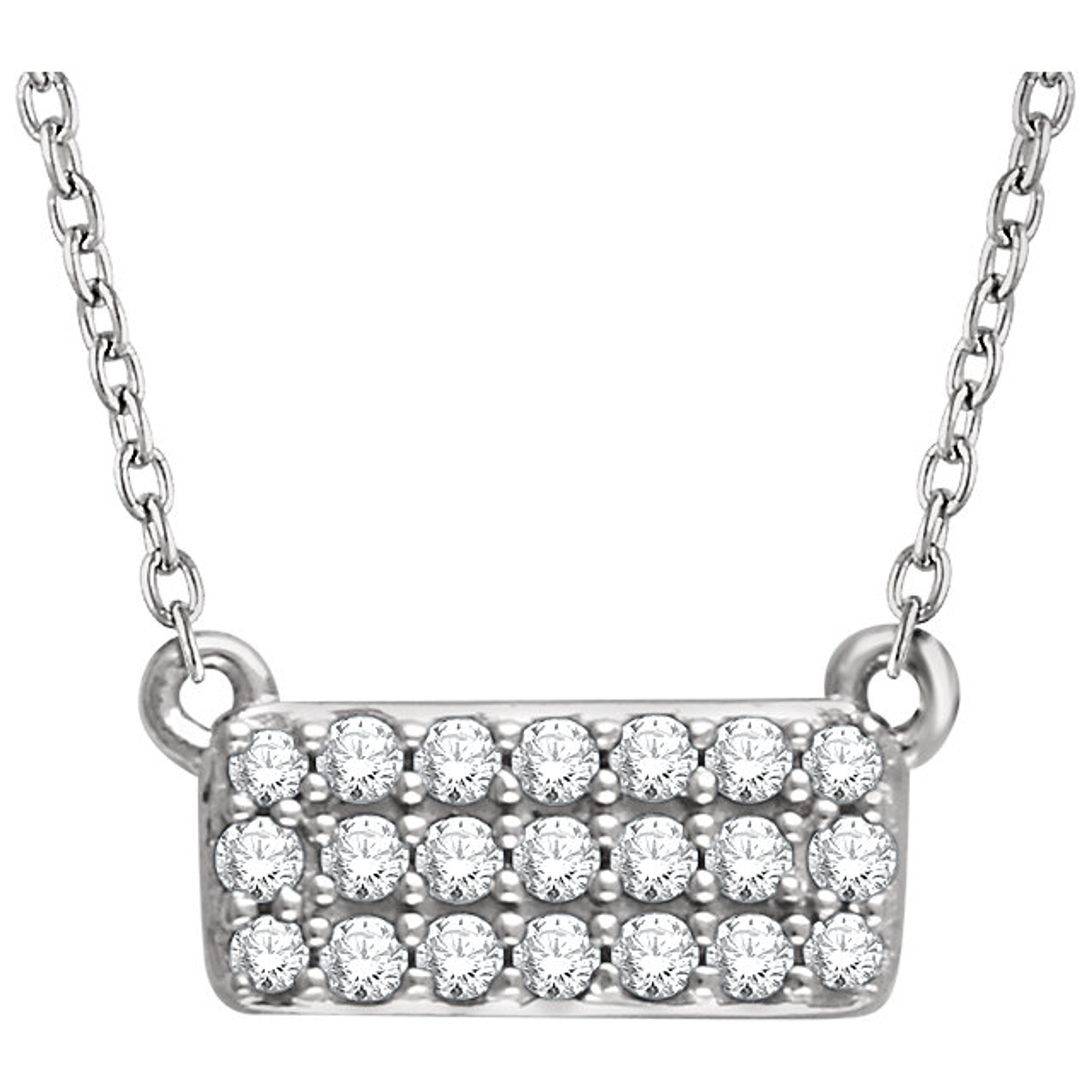 14K White Gold 1/6 CTW Diamond Rectangle Cluster 18 Inches Necklace 14K White Gold 1/6 CTW Diamond Rectangle Cluster 18 Inches Necklace