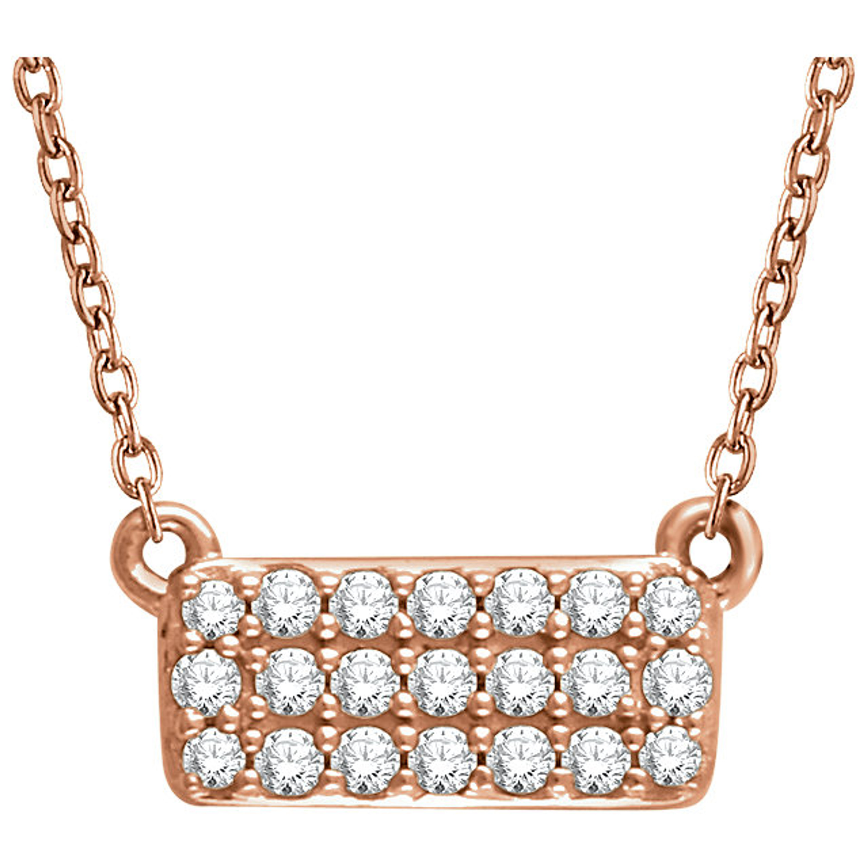 14K Rose Gold 1/6 CTW Diamond Rectangle Cluster 18 Inches Necklace 14K Rose Gold 1/6 CTW Diamond Rectangle Cluster 18 Inches Necklace
