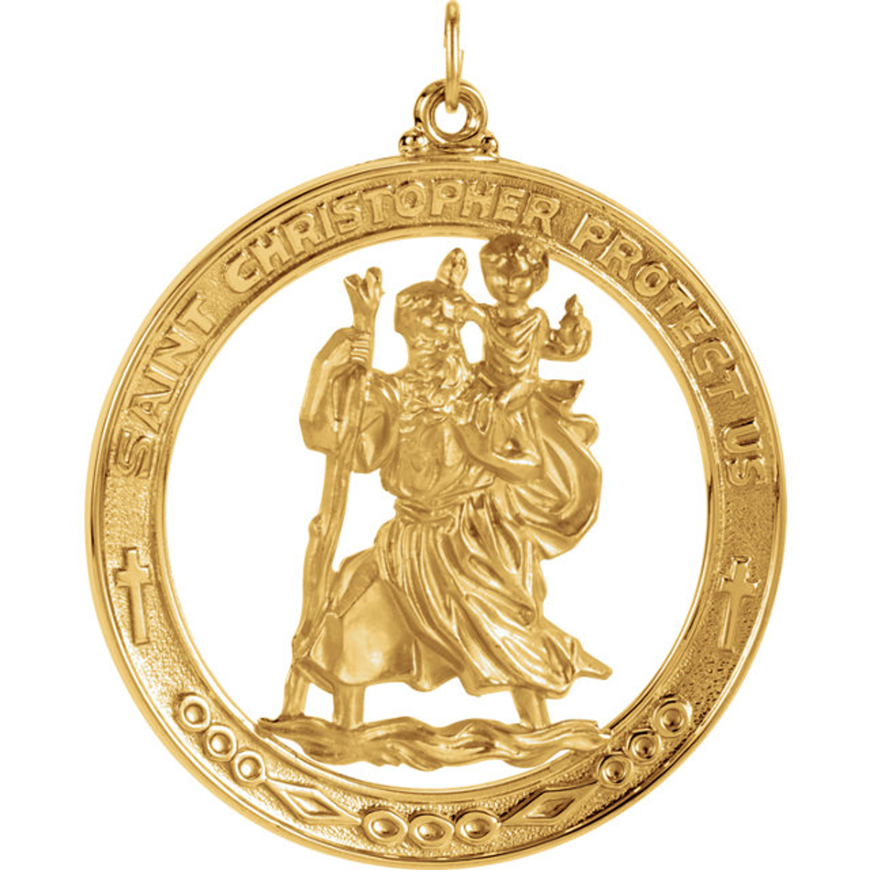 14kt Yellow Gold Round St. Christopher Medal 39.0mm 14kt Yellow Gold Round St. Christopher Medal 39.0mm