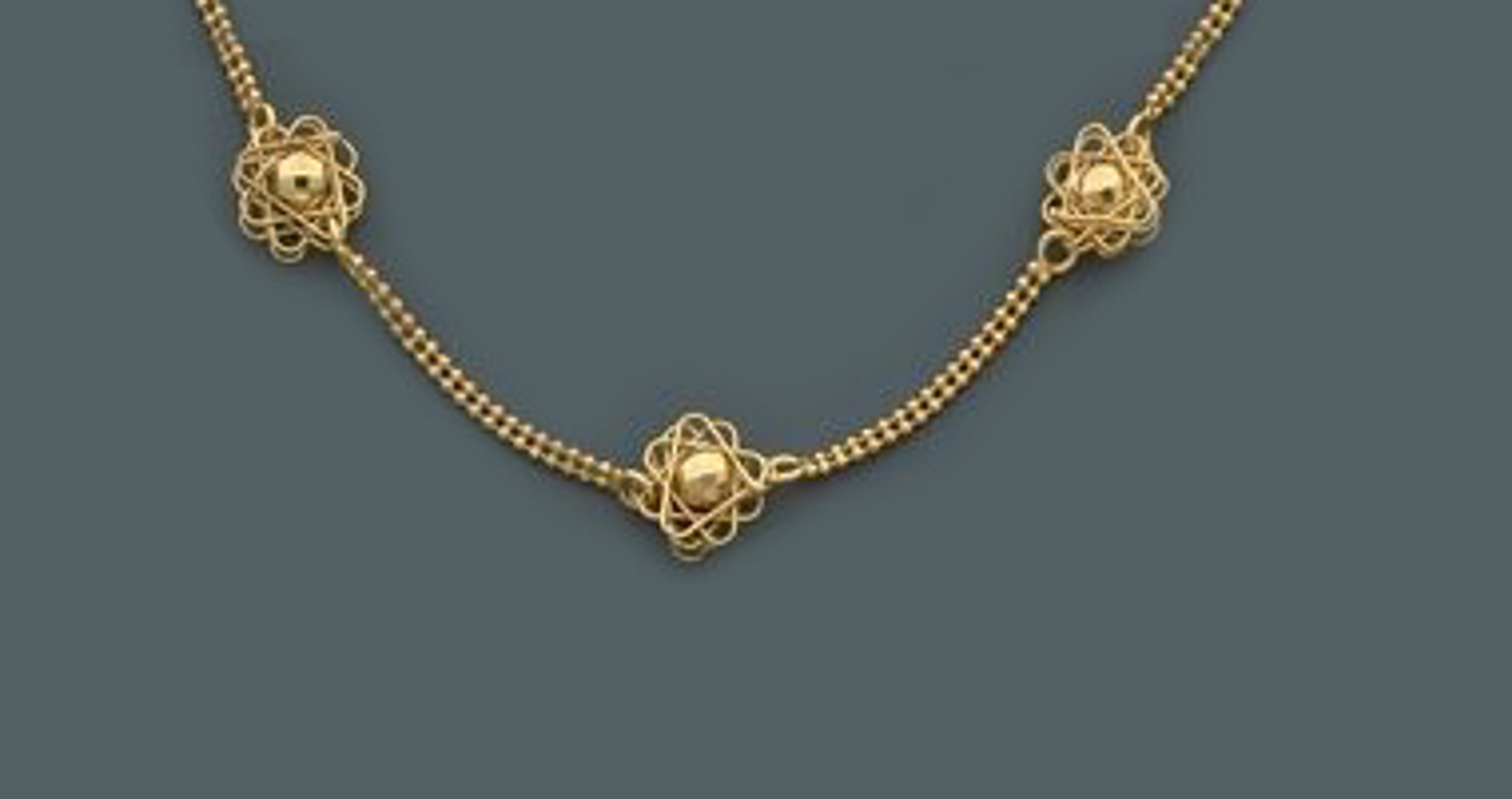 14k Gold Tri-color 3mm Ball Chain With Accented Flower Disco balls 14k Gold Tri-color 3mm Ball Chain With Accented Flower Disco balls