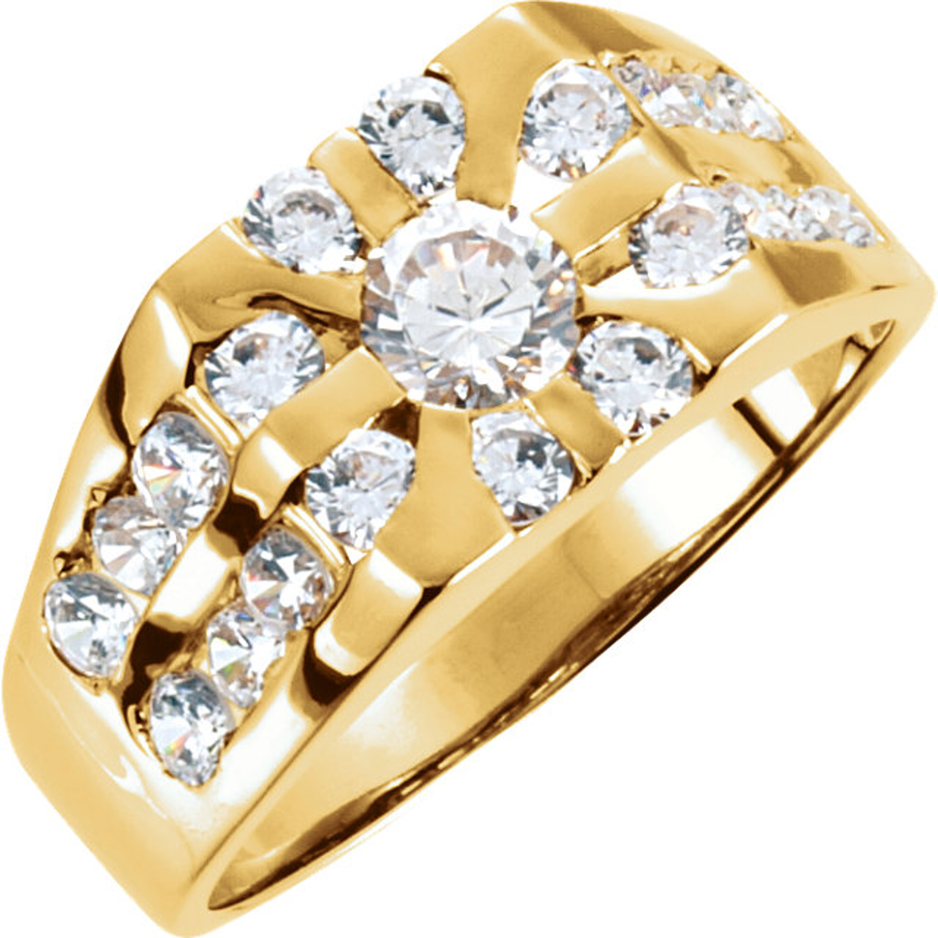 18k Yellow Gold Men's Cluster Diamond Ring 2.0 ctw. 18k Yellow Gold Men's Cluster Diamond Ring 2.0 ctw.