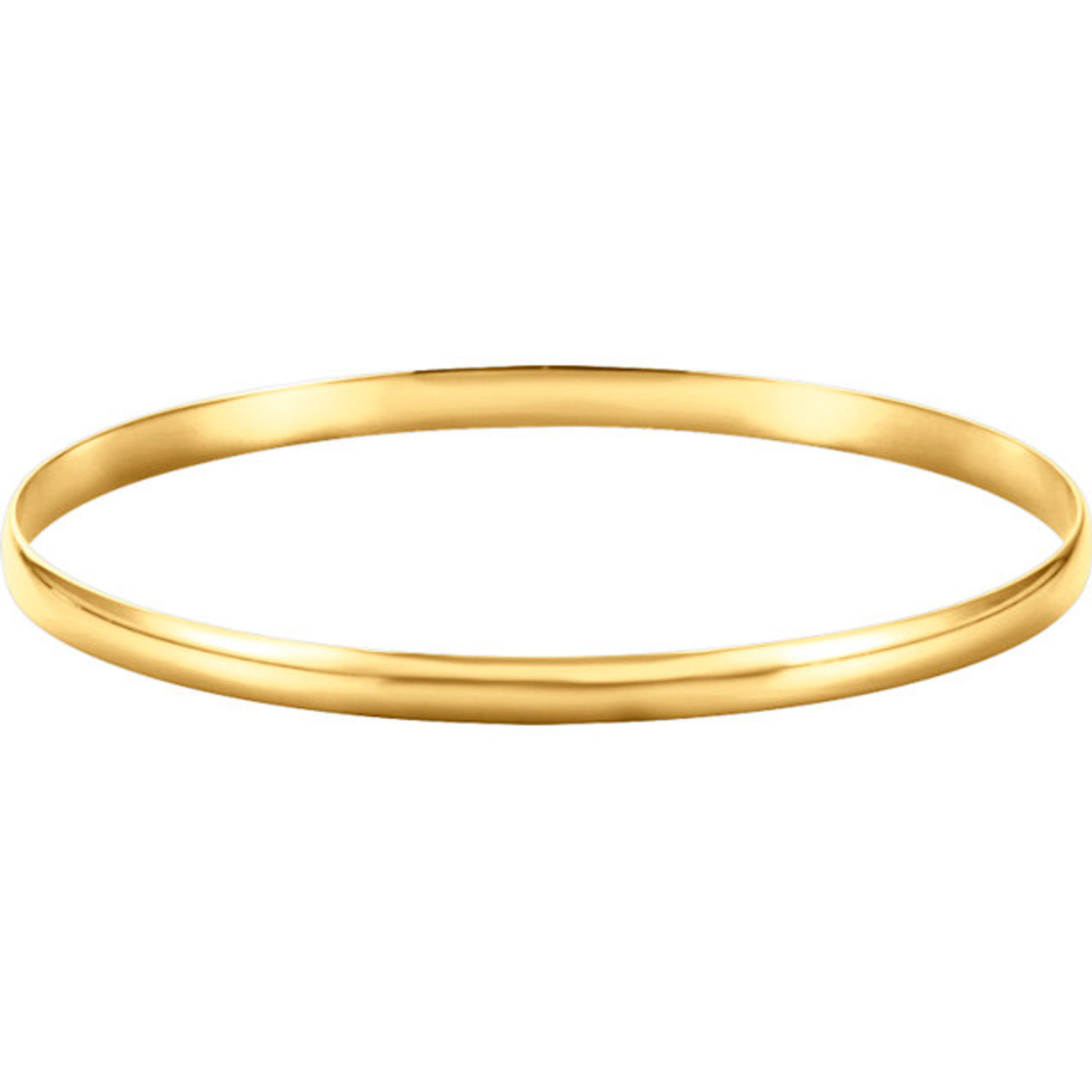 18k Yellow Gold Domed 4mm Wide High Polished Slip-on Solid Bangle Regular 7 Inches 18k Yellow Gold Domed 4mm Wide High Polished Slip-on Solid Bangle Regular 7 Inches