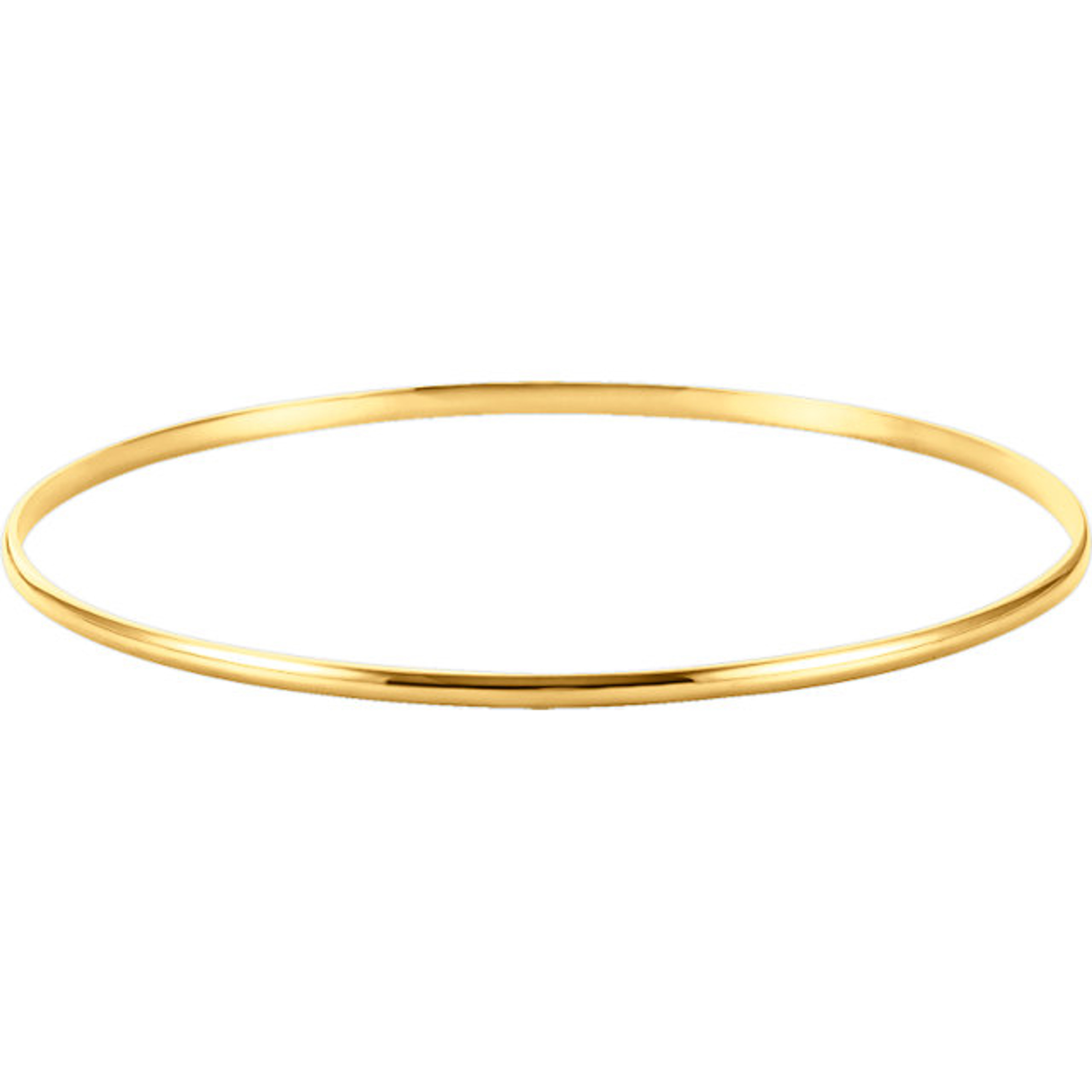 18k Yellow Gold Domed 2mm Wide High Polished Slip-on Solid Bangle Regular 6.5" 18k Yellow Gold Domed 2mm Wide High Polished Slip-on Solid Bangle Regular 6.5"