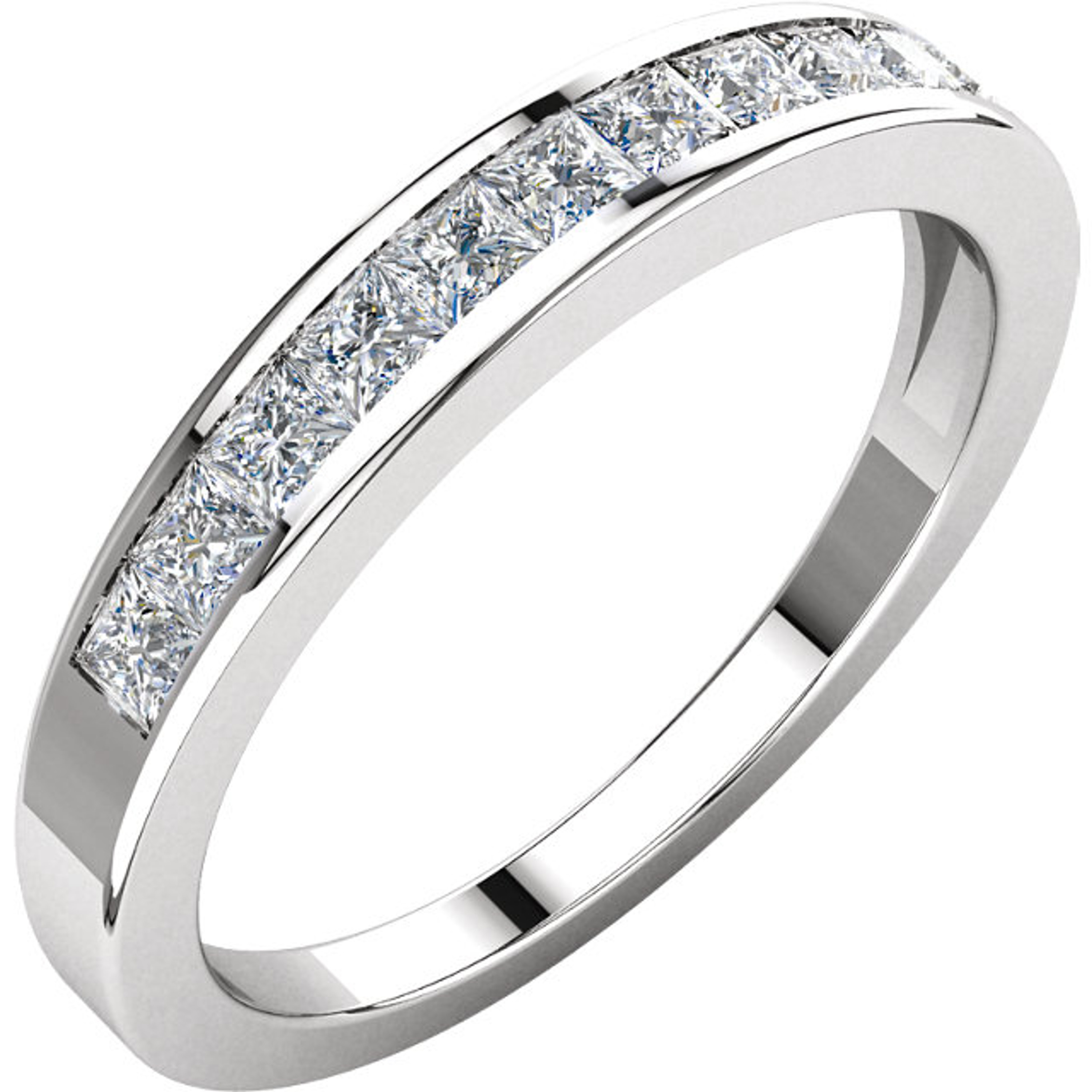 0.50ct Channel Set Princess cut Diamond Band 3.5mm In 14k White Gold. 0.50ct Channel Set Princess cut Diamond Band 3.5mm In 14k White Gold.