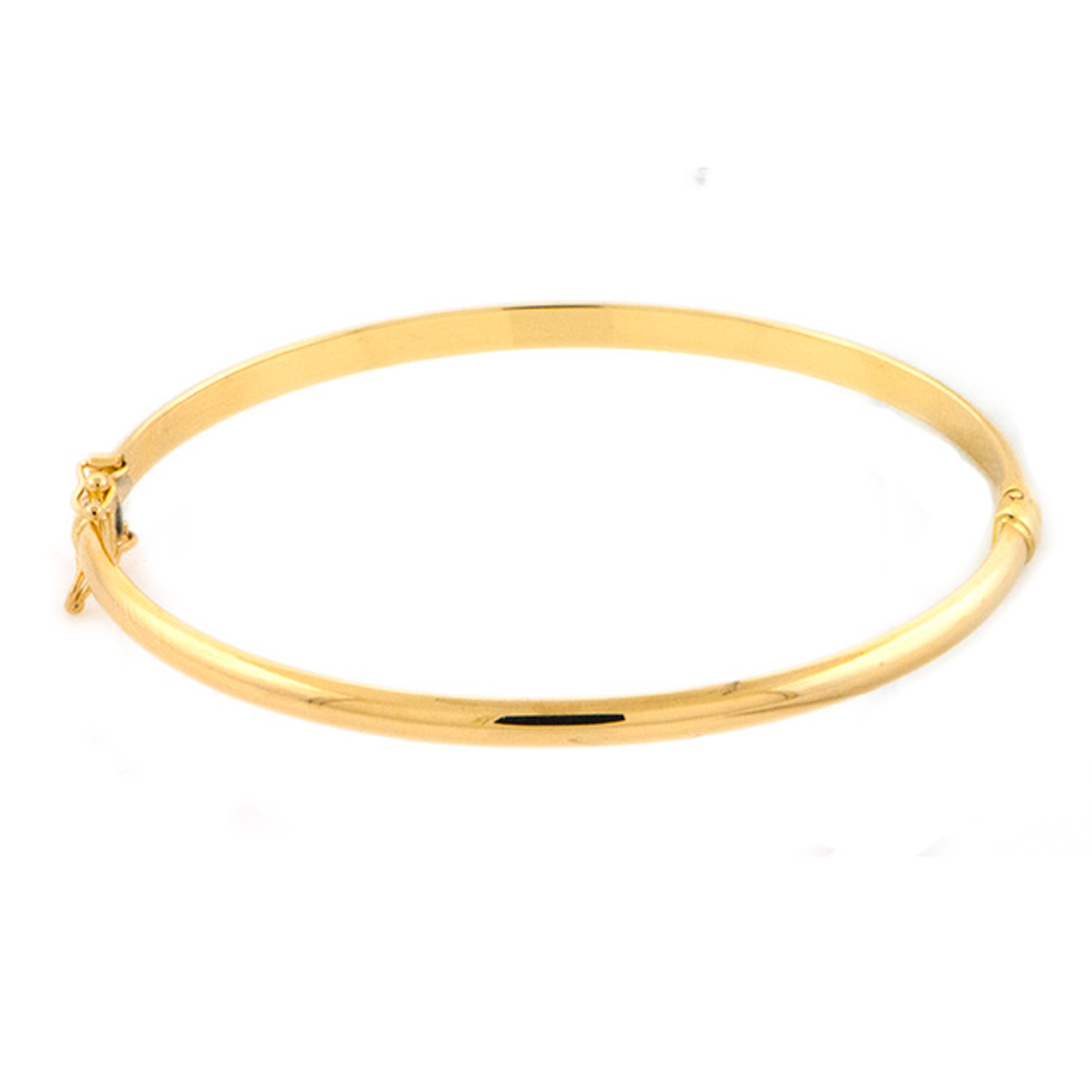 18k Yellow Gold Domed 4mm Wide High Polished Hinged Bangle Regular 7 Inches 18k Yellow Gold Domed 4mm Wide High Polished Hinged Bangle Regular 7 Inches