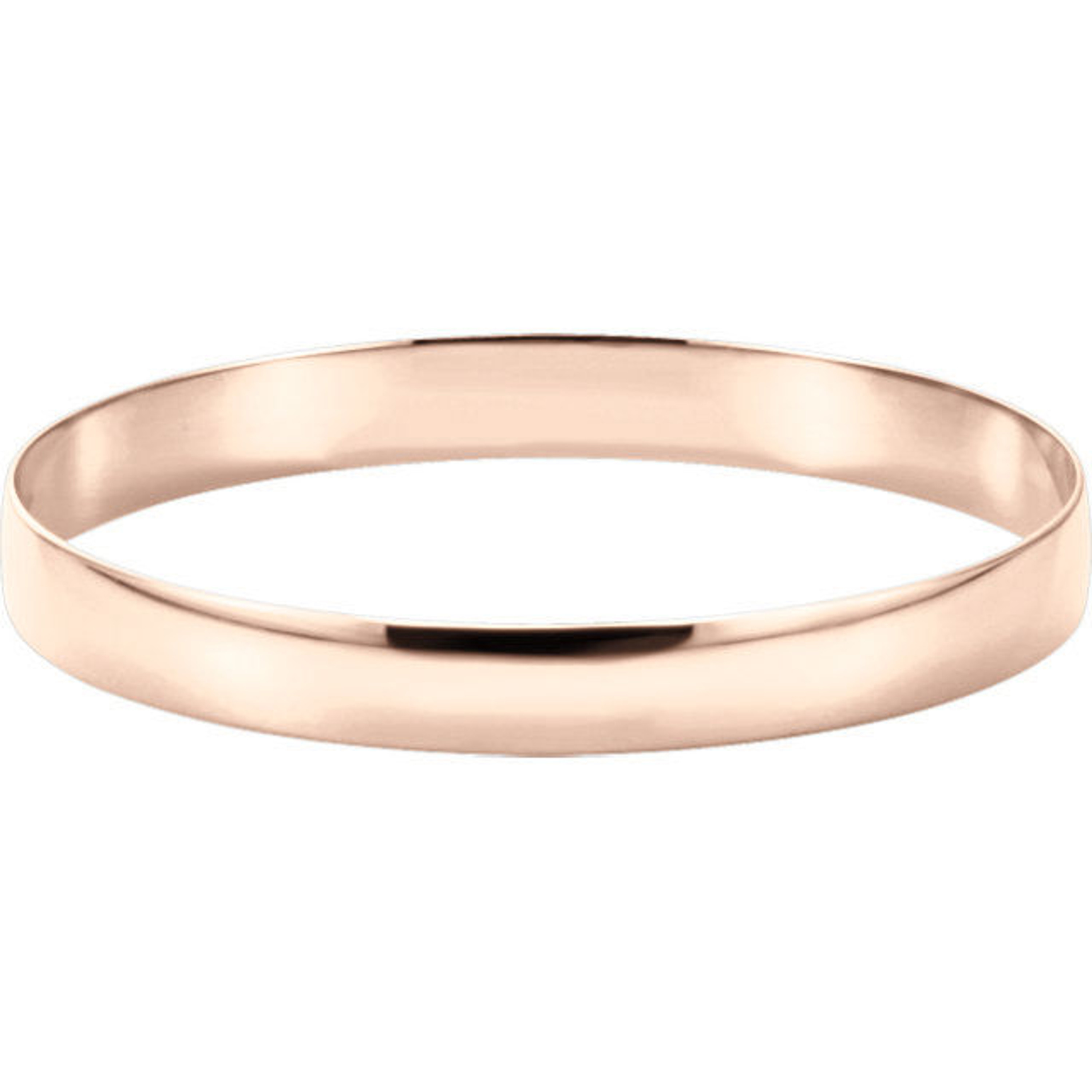 14k Rose Gold 8mm Wide High Polished Slip-on Solid Bangle 8" 14k Rose Gold 8mm Wide High Polished Slip-on Solid Bangle 8"
