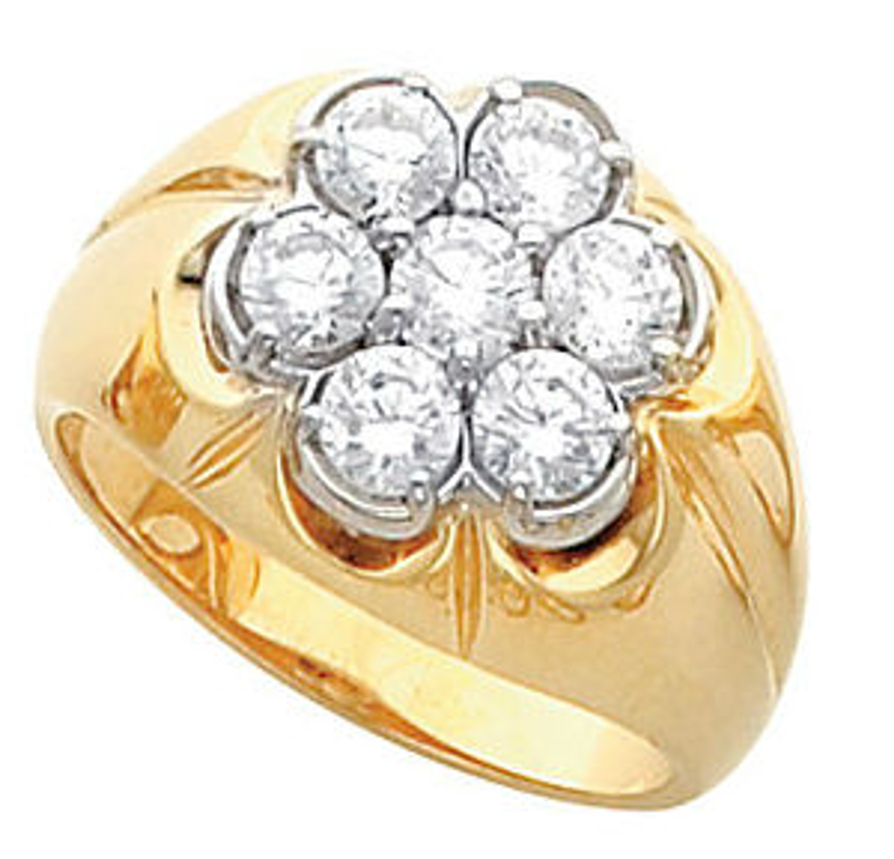 14k Yellow Gold Mens Cluster Diamond Ring 1.75 ct. 14k Yellow Gold Mens Cluster Diamond Ring 1.75 ct.
