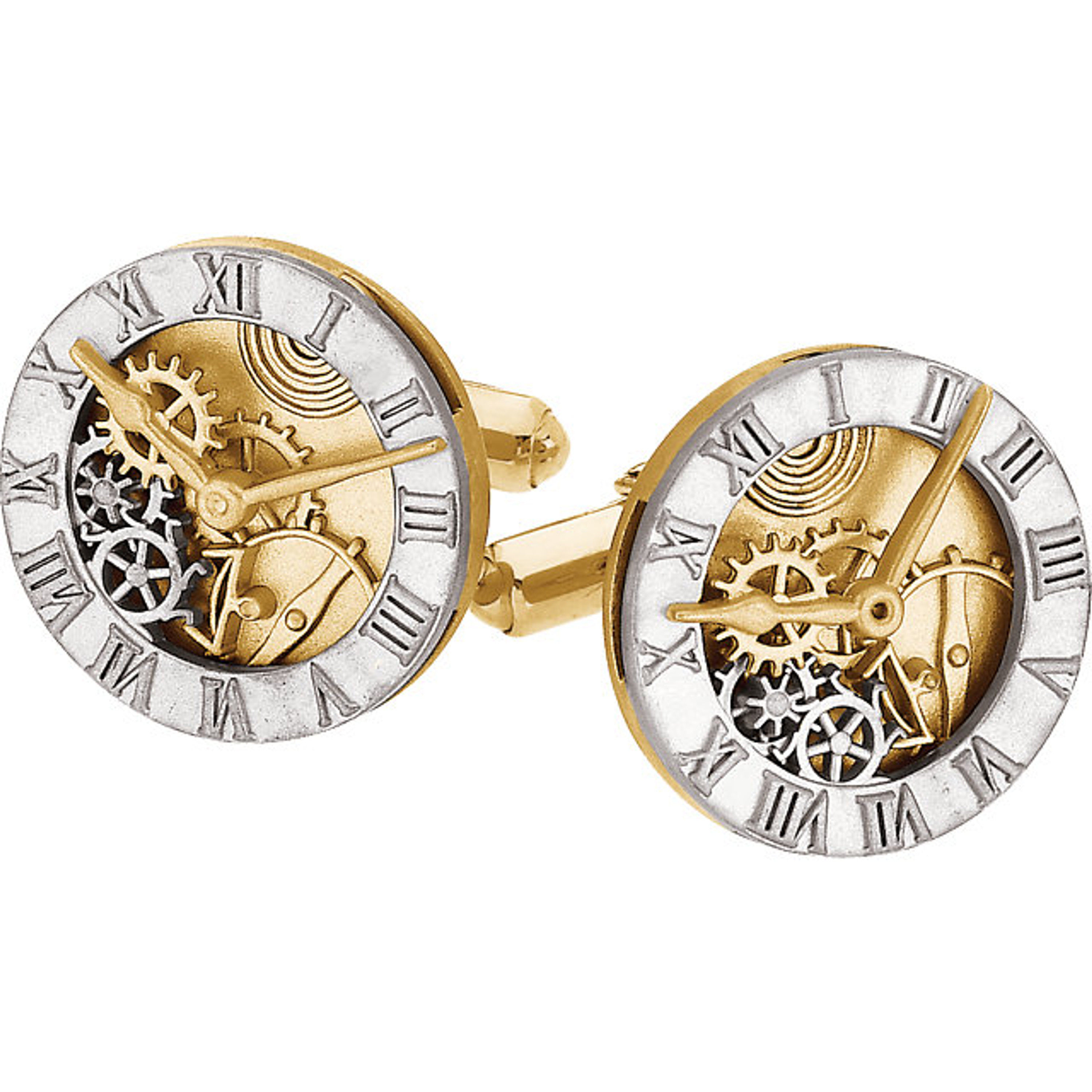 14kt Two-Tone Clock Design Cuff Links 14kt Two-Tone Clock Design Cuff Links