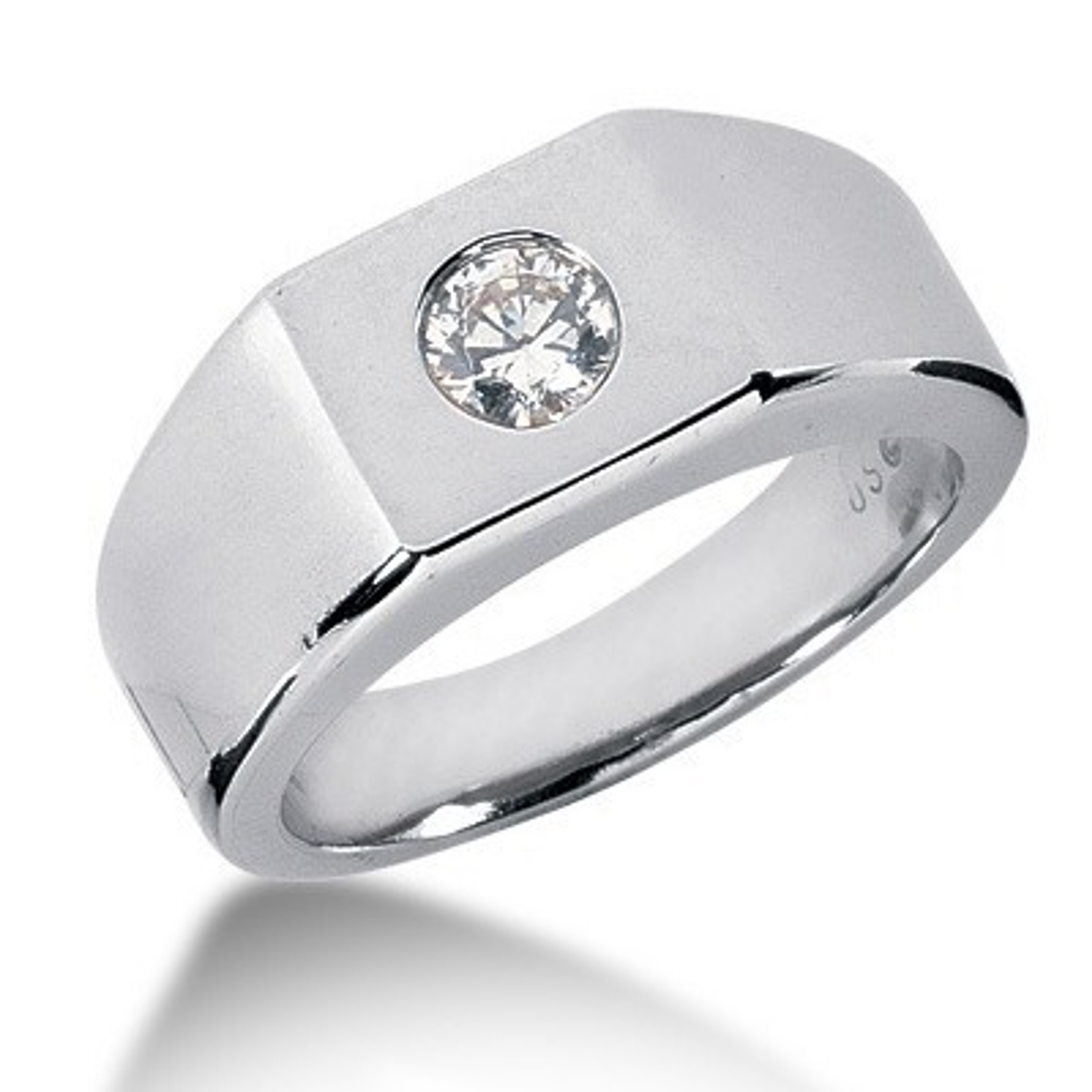 14k White Gold Mens Solitaire Diamond Ring Band 1/2 ctw 9.4mm 14k White Gold Mens Solitaire Diamond Ring Band 1/2 ctw 9.4mm
