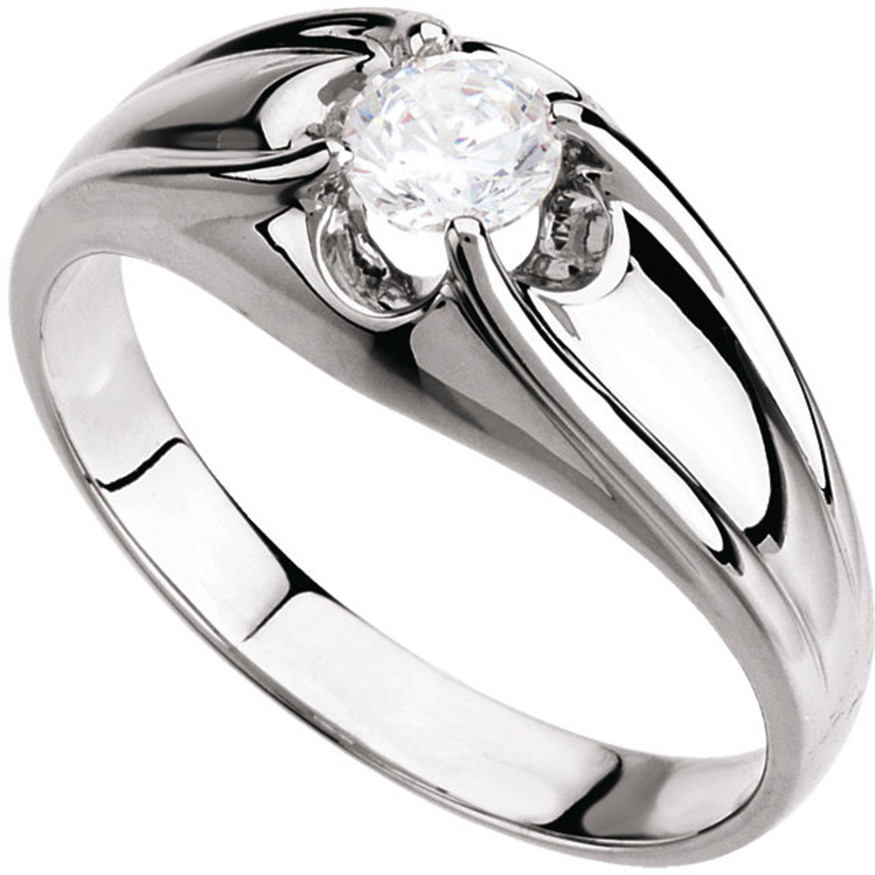 14k White Gold Mens Solitaire Diamond Ring Band 1/2 ctw. 14k White Gold Mens Solitaire Diamond Ring Band 1/2 ctw.
