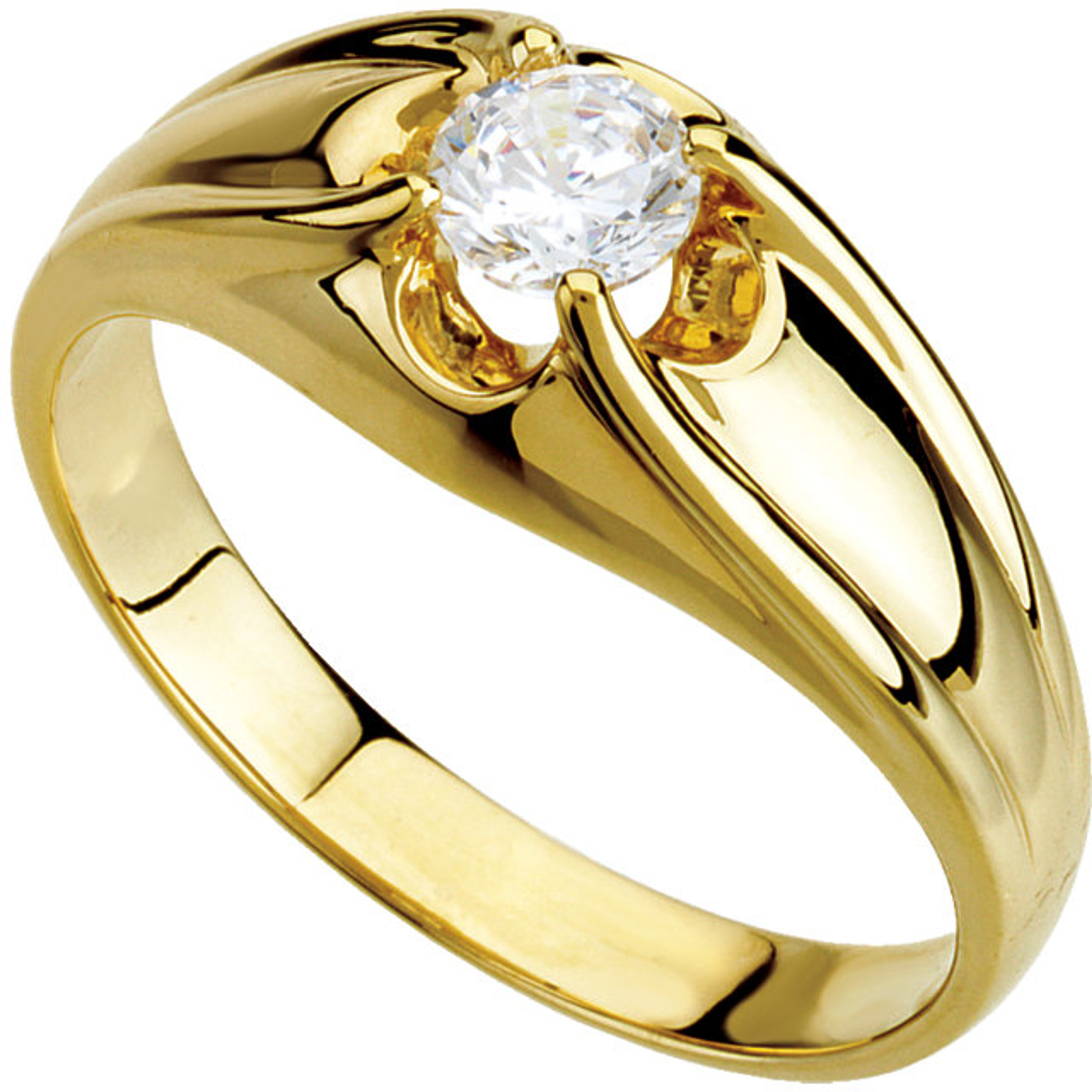 14k Yellow Gold Mens Solitaire Diamond Ring Band 1/2 ctw. 14k Yellow Gold Mens Solitaire Diamond Ring Band 1/2 ctw.