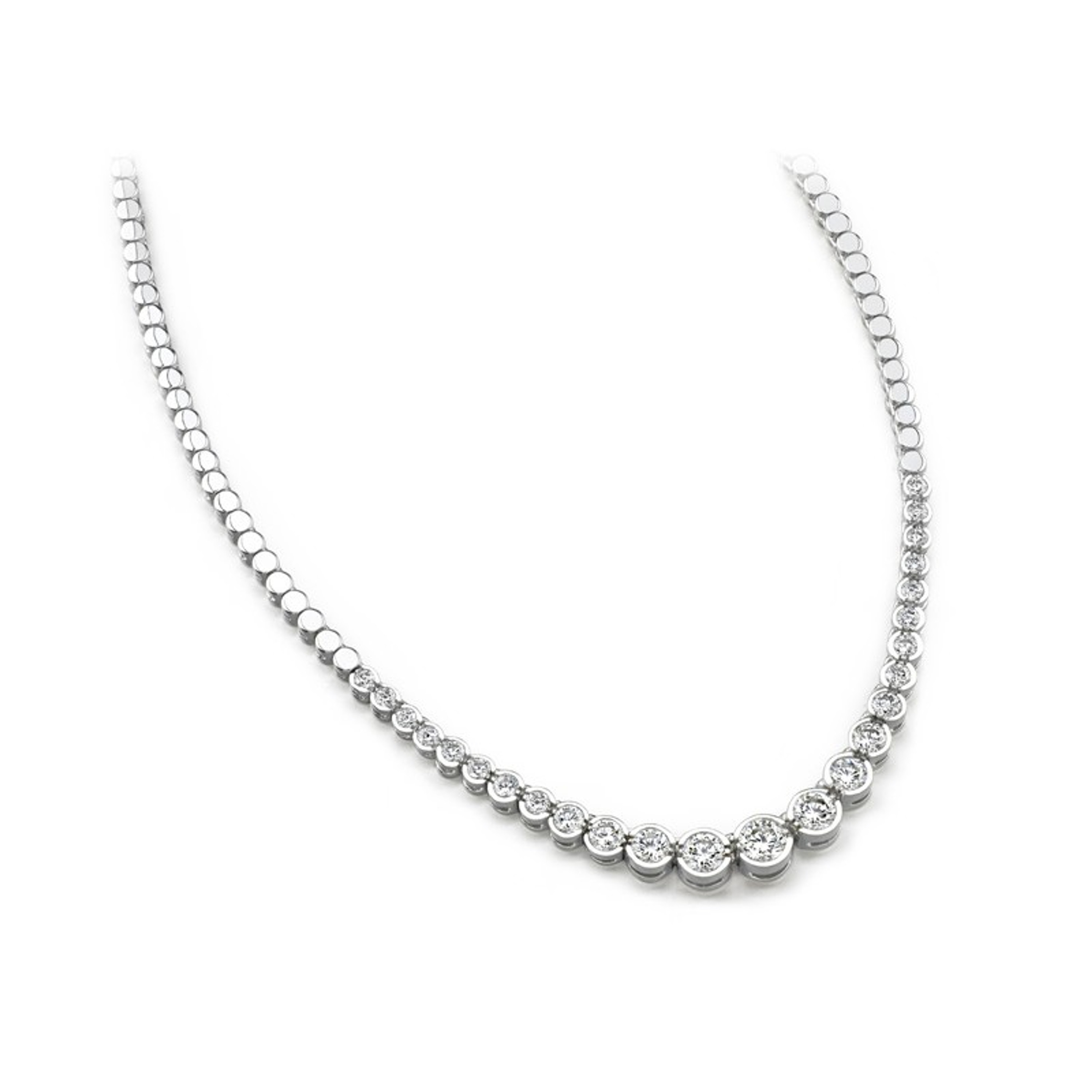 14K White Gold Elegant 3.00 Ct. Graduated Diamond Tennis Necklace 17" 14K White Gold Elegant 3.00 Ct. Graduated Diamond Tennis Necklace 17"