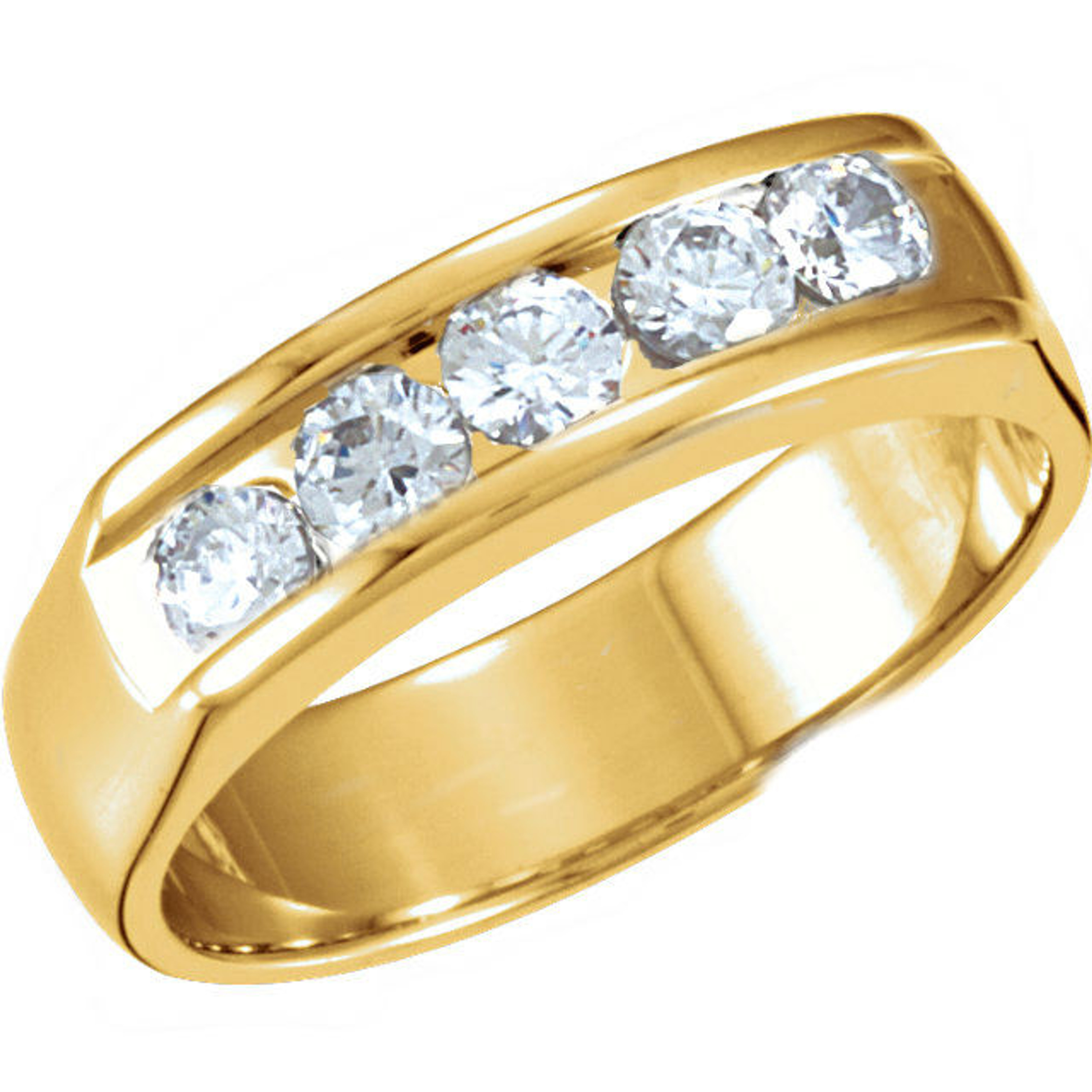 14k Yellow Gold Mens Round 5 Stone Diamond Ring .75 CTW 5.6mm 14k Yellow Gold Mens Round 5 Stone Diamond Ring .75 CTW 5.6mm