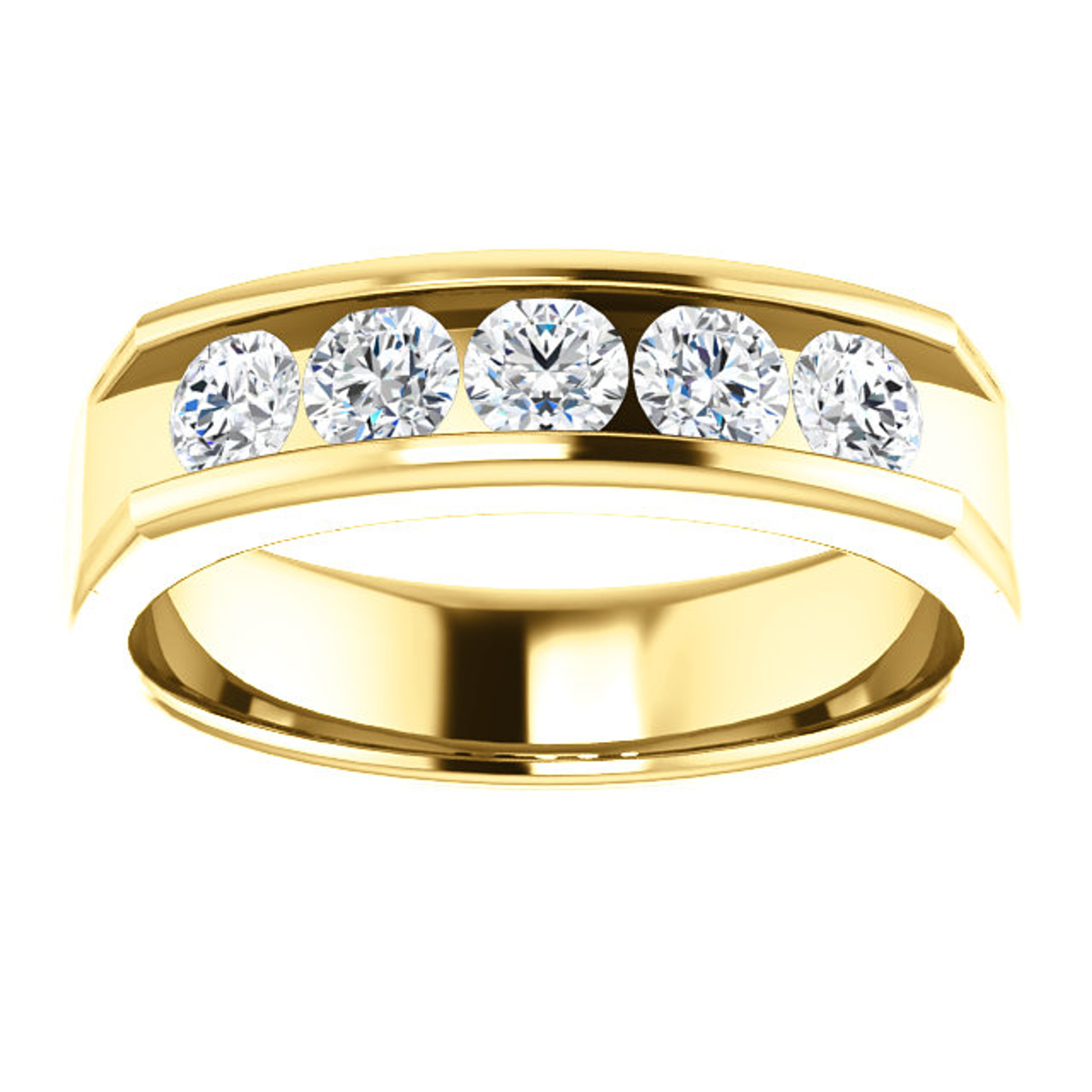 14k Yellow Gold Mens Round 5 Stone Diamond Ring 1.00 CTW 5.8mm 14k Yellow Gold Mens Round 5 Stone Diamond Ring 1.00 CTW 5.8mm
