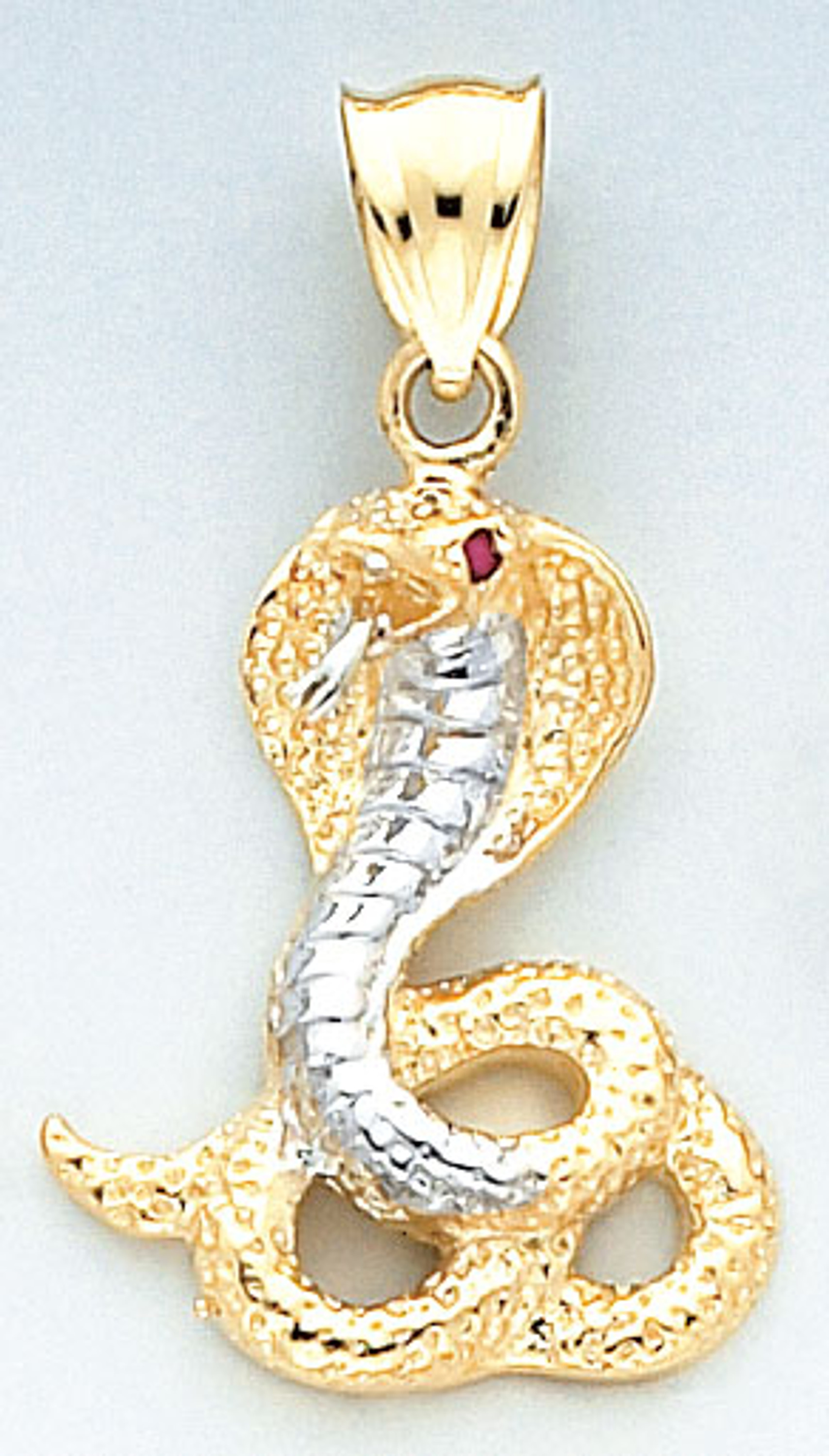 14k Gold Two Tone Cobra Snake Pendant 25mm x 22mm 14k Gold Two Tone Cobra Snake Pendant 25mm x 22mm