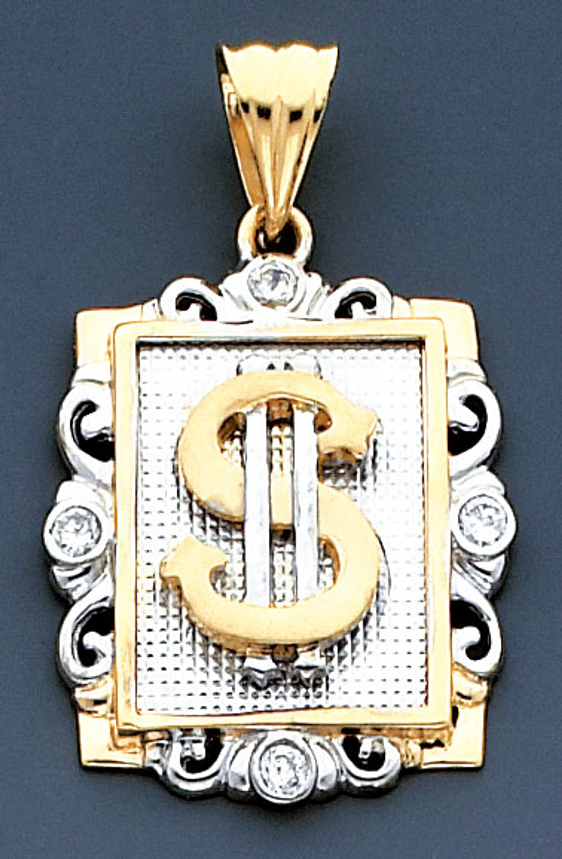 14k Gold Two Tone Dollar Sign Pendant 14k Gold Two Tone Dollar Sign Pendant
