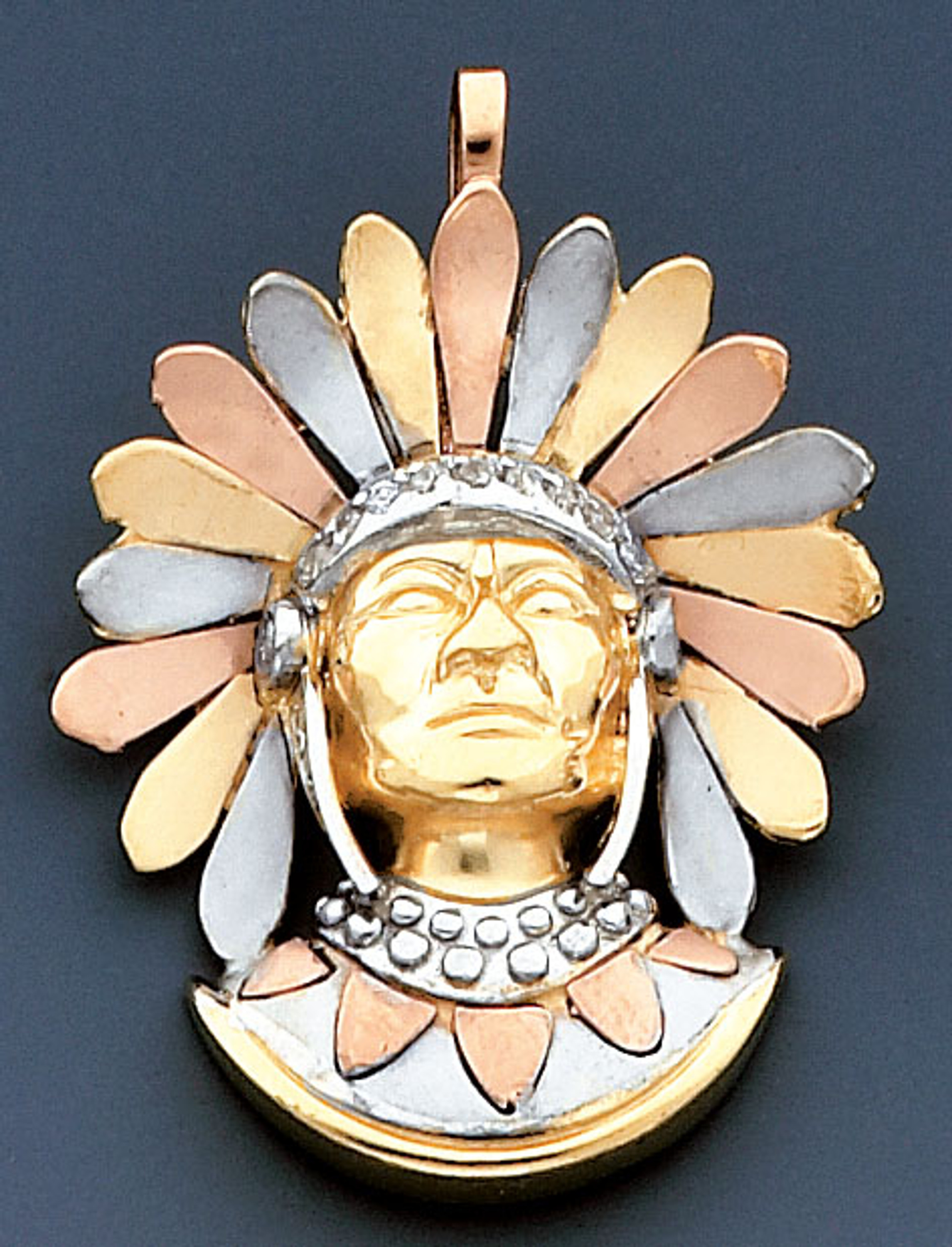 14k Tri Color Gold American Indian Pendant 14k Tri Color Gold American Indian Pendant