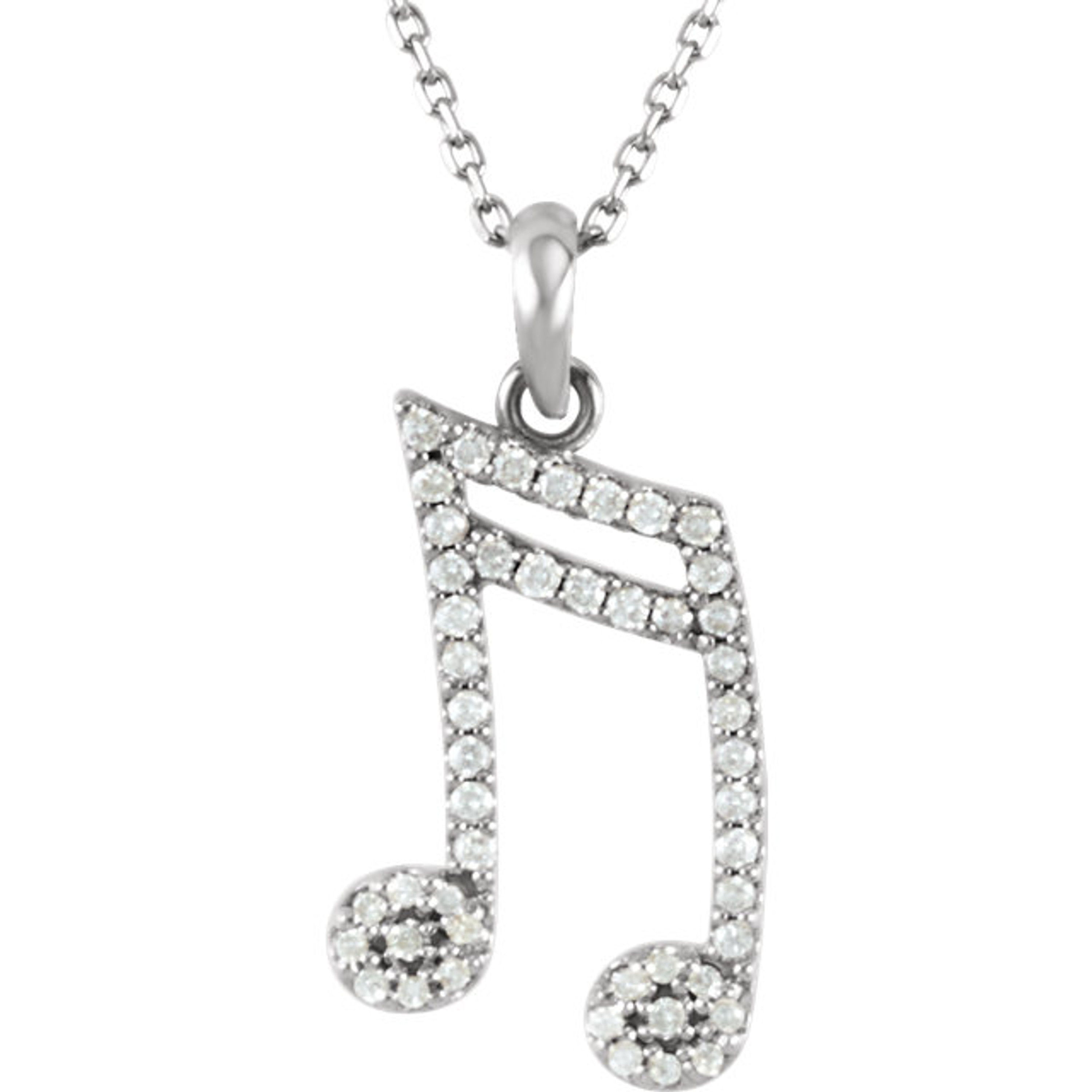 14kt White Gold Diamond Music Note Necklace 23mm x 11.0mm 14kt White Gold Diamond Music Note Necklace 23mm x 11.0mm