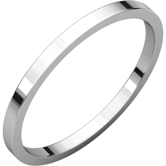 14k White Gold 1.5mm High Polished Classic Flat Wedding Band