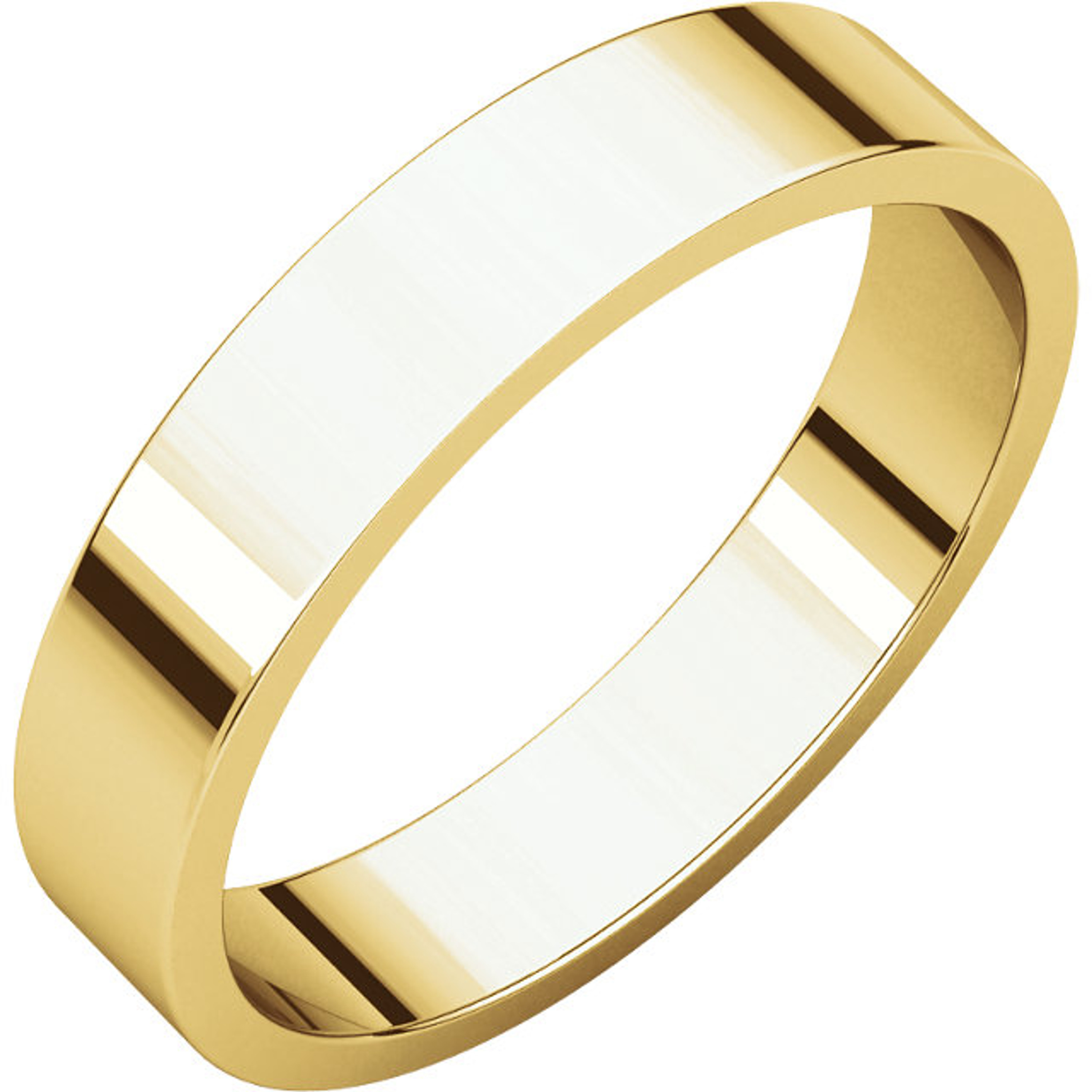 10k Yellow Gold 4mm High Polished flat Wedding Band 10k Yellow Gold 4mm High Polished flat Wedding Band