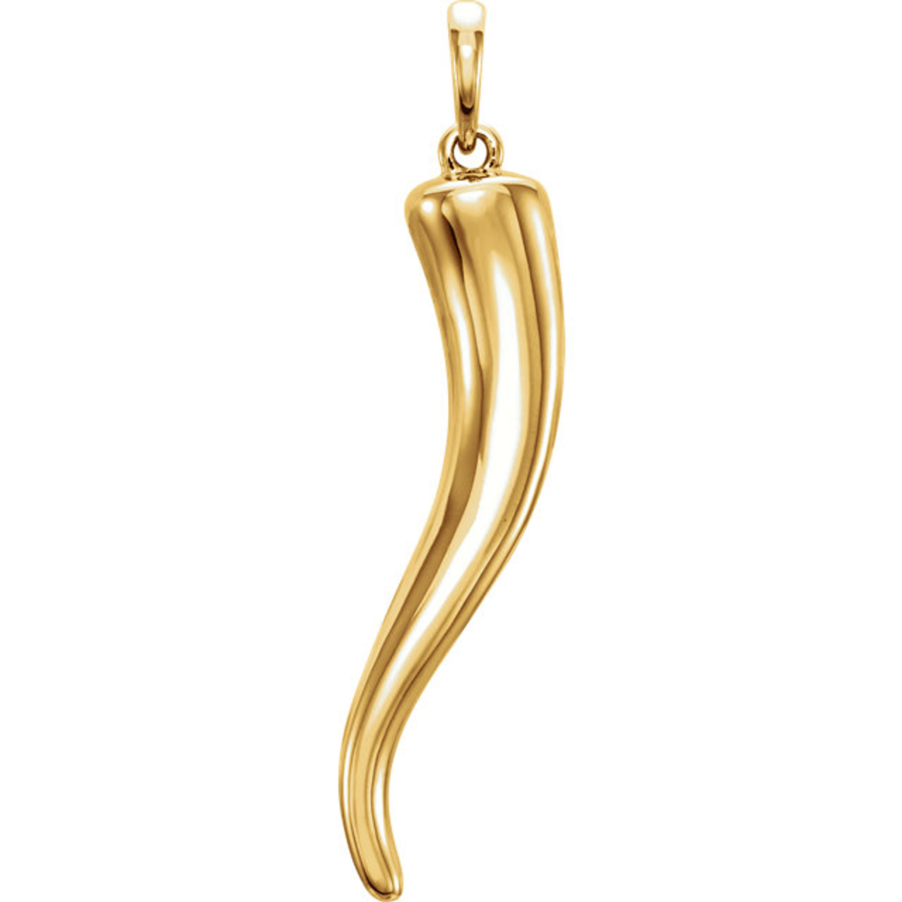 14k Gold Solid Italian Horn Pendant 30.7mm 14k Gold Solid Italian Horn Pendant 30.7mm