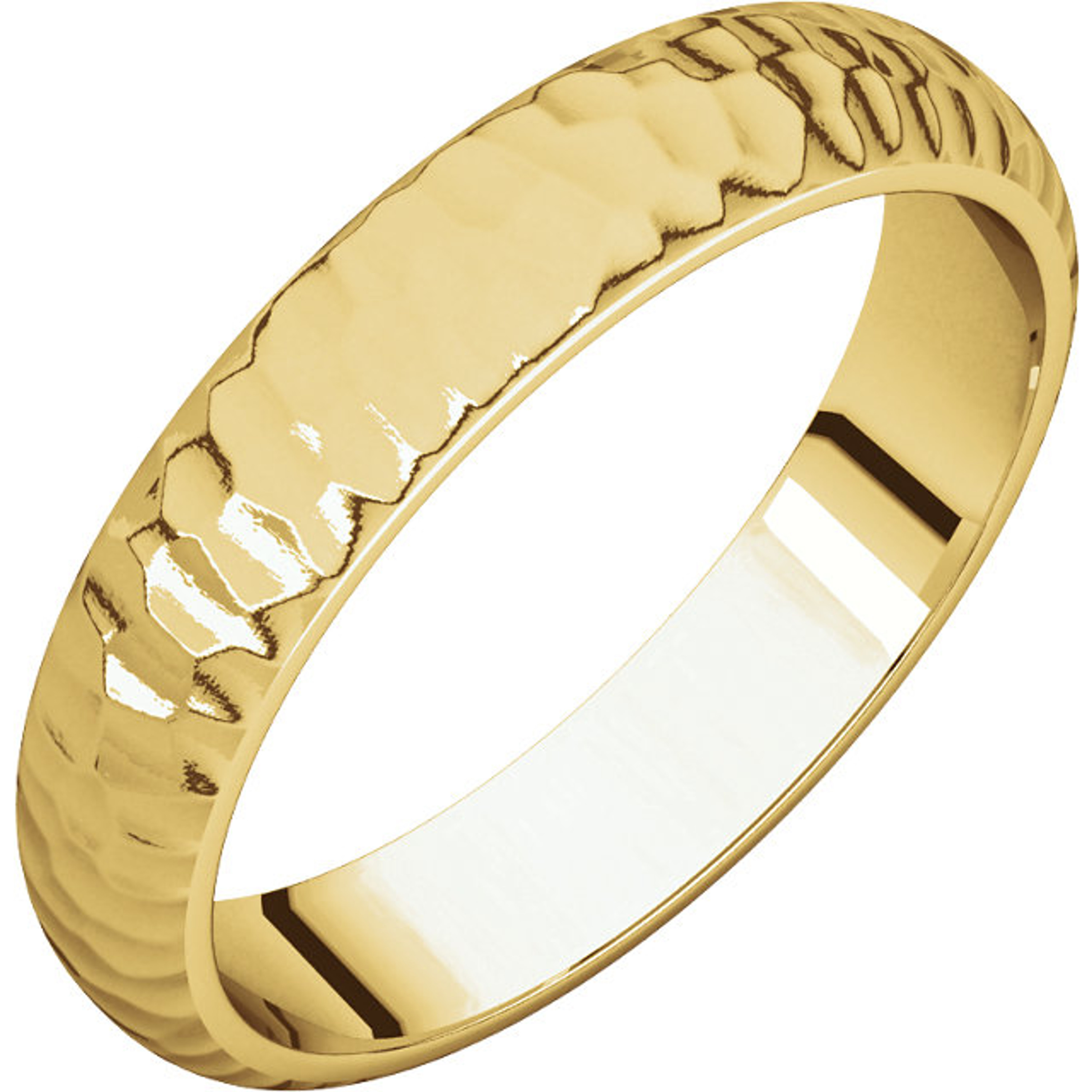 18k Yellow Gold 4mm Hammer Finish Wedding Band 18k Yellow Gold 4mm Hammer Finish Wedding Band
