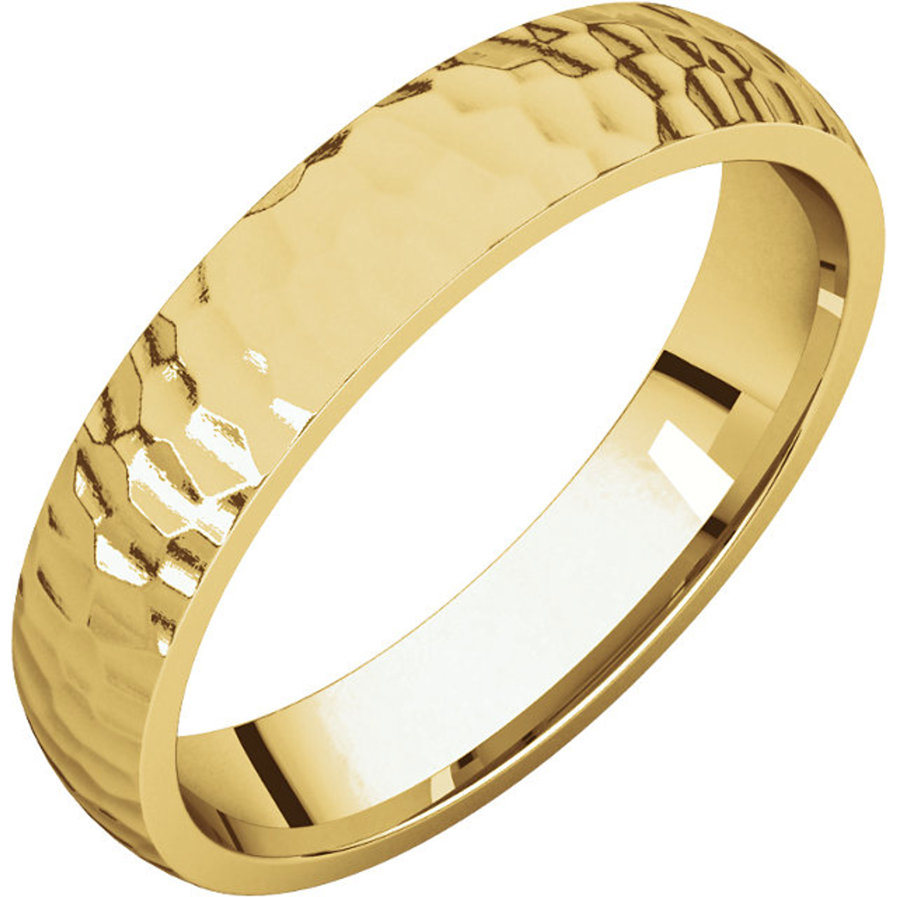 18k Yellow Gold 4mm Hammer Finish Comfort Fit Wedding Band 18k Yellow Gold 4mm Hammer Finish Comfort Fit Wedding Band