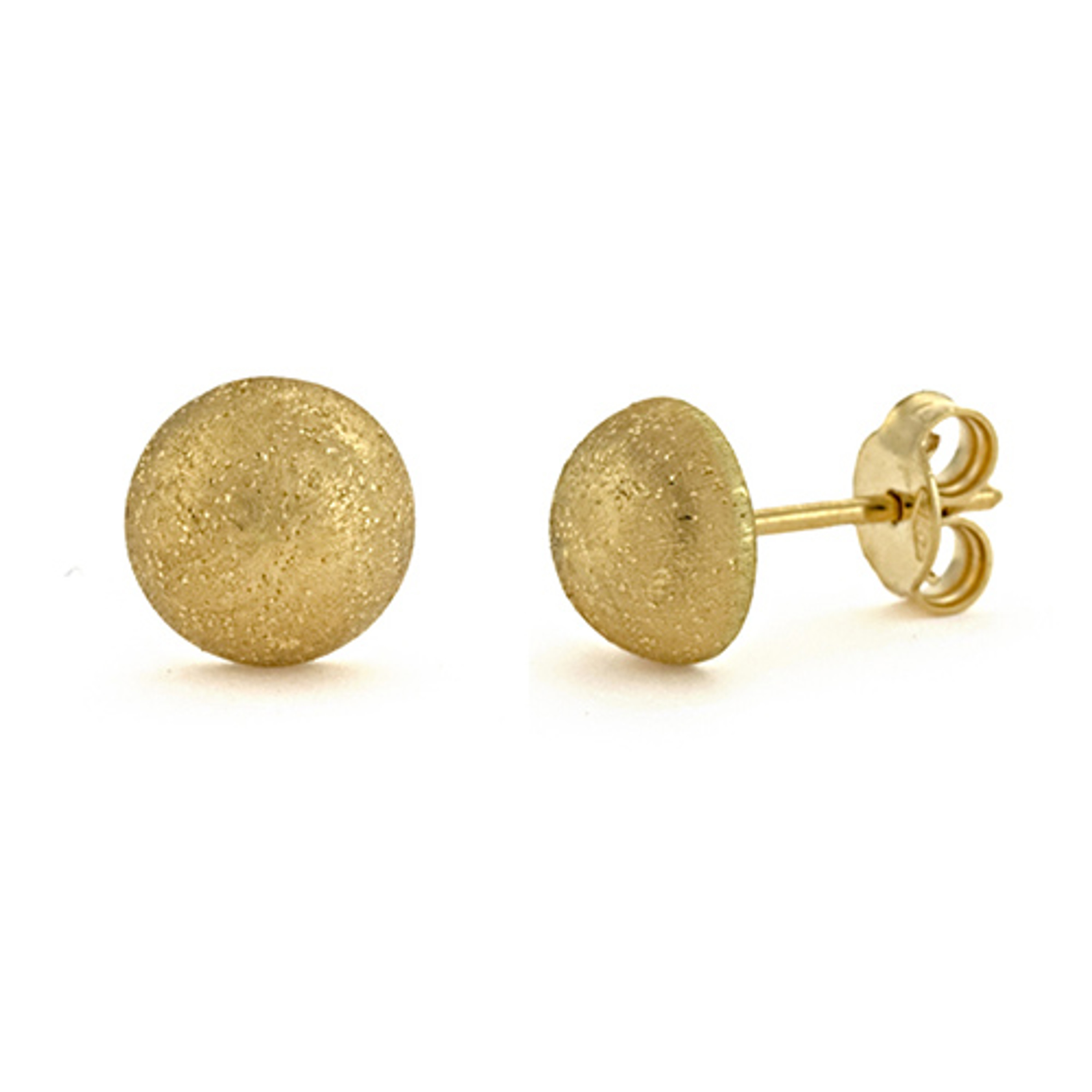 18k Yellow Gold Button Earrings Textured Finish 8mm 18k Yellow Gold Button Earrings Textured Finish 8mm
