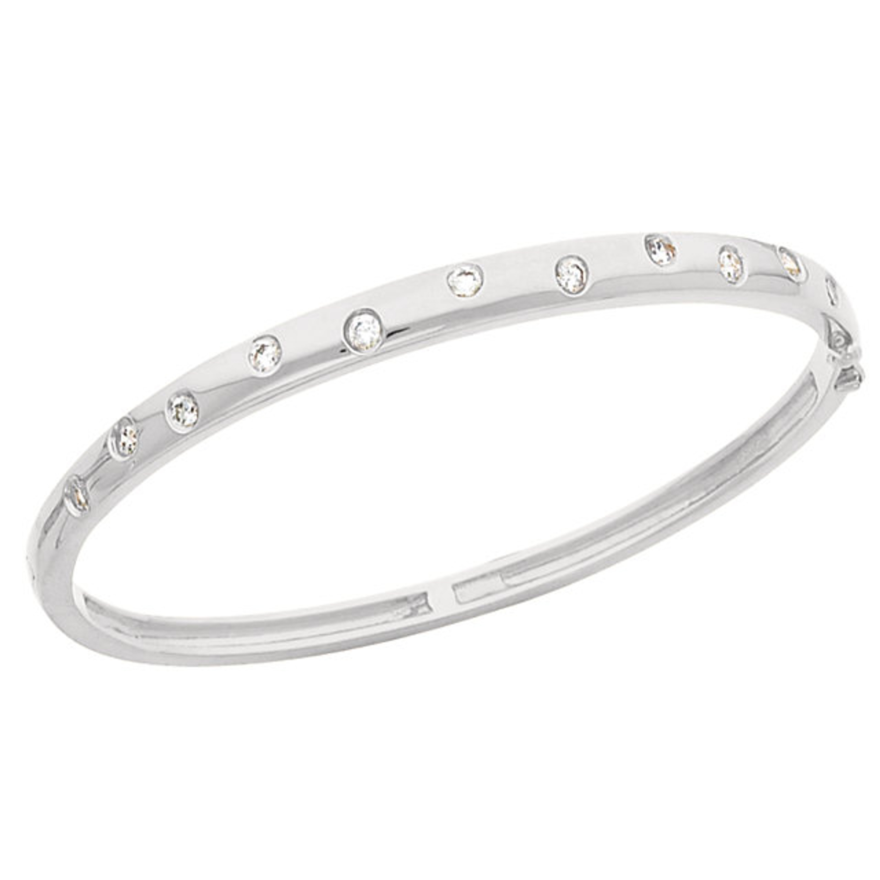 14kt White Gold 4.5mm Etoile Round Hinged Bangle Bracelet 7" 14kt White Gold 4.5mm Etoile Round Hinged Bangle Bracelet 7"