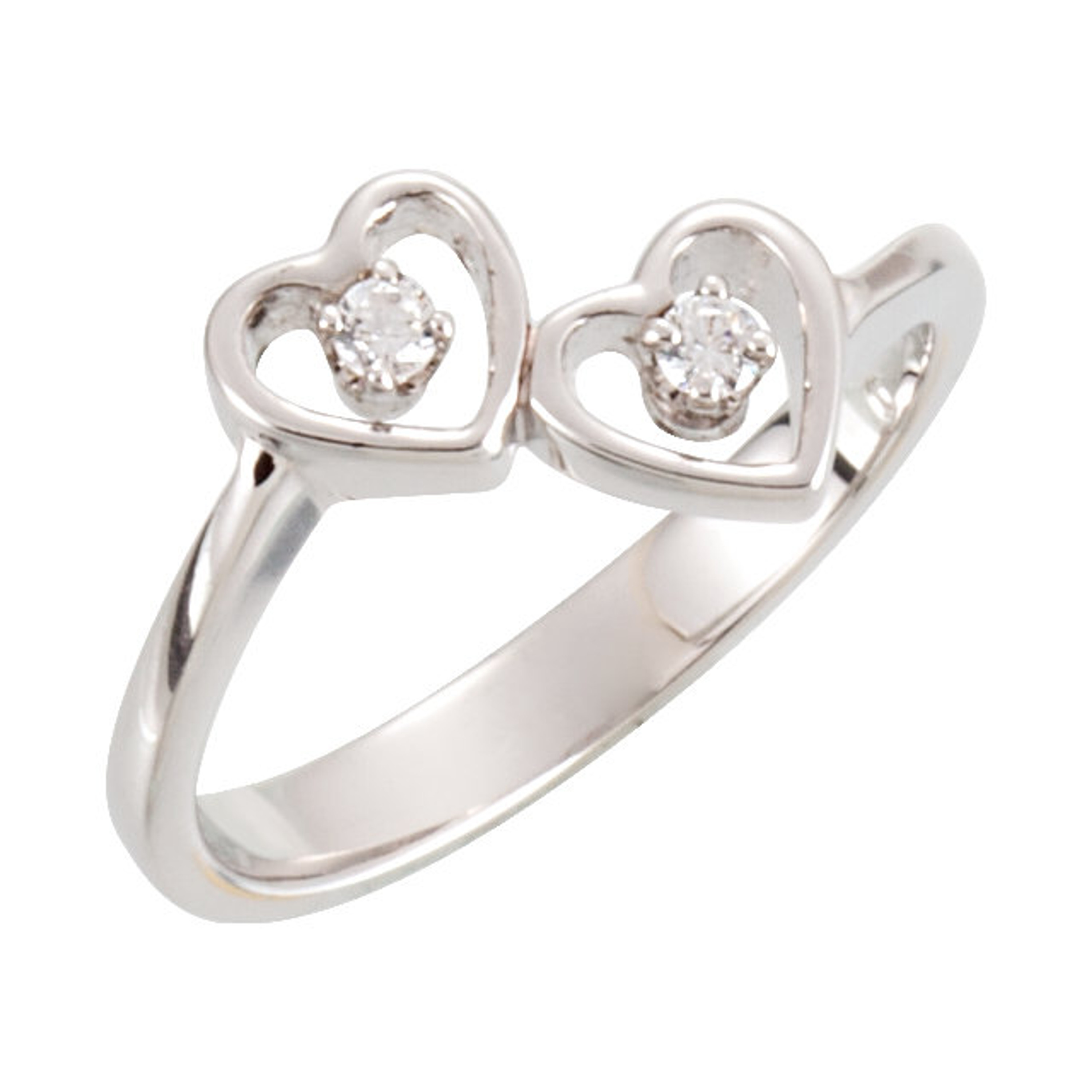 14k White gold Double Heart Diamond Ring .06 ct 14k White gold Double Heart Diamond Ring .06 ct