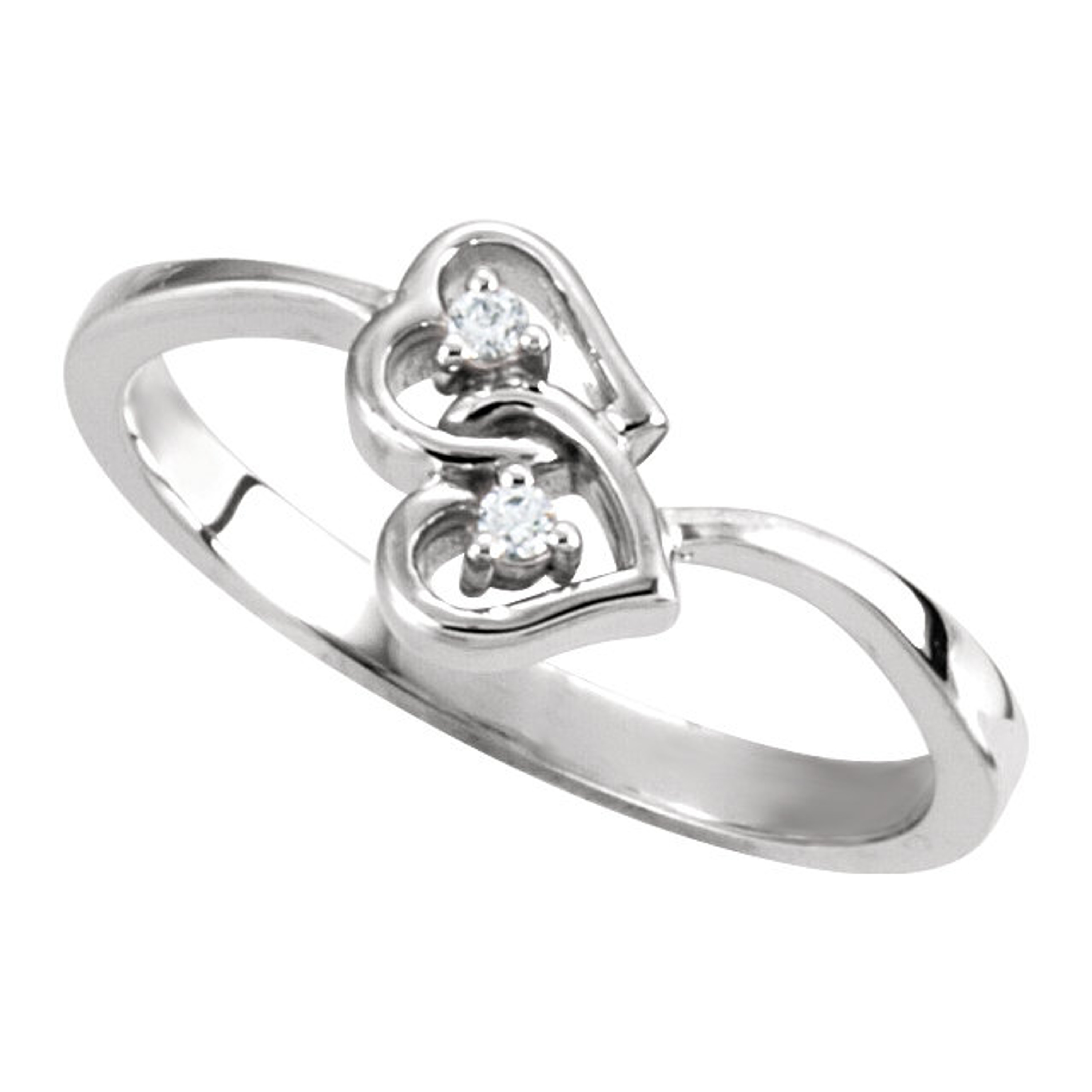 14k White gold Double Heart Interlocking Diamond Ring .04 ct 14k White gold Double Heart Interlocking Diamond Ring .04 ct